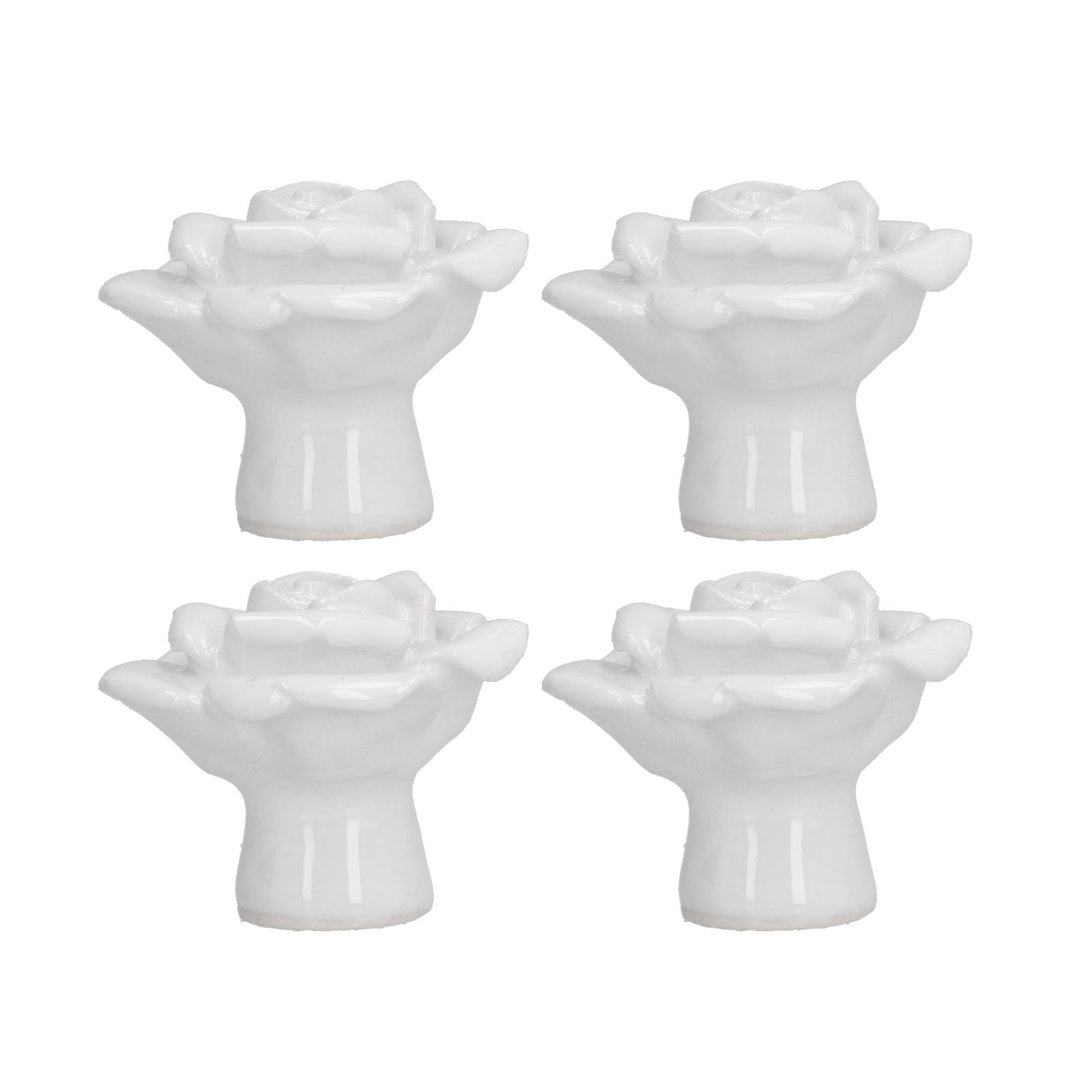 4 Set Rose Shaped Handle Modern Ceramic Cabinet Knob for Home Living Room BedroomWhite - Image 3