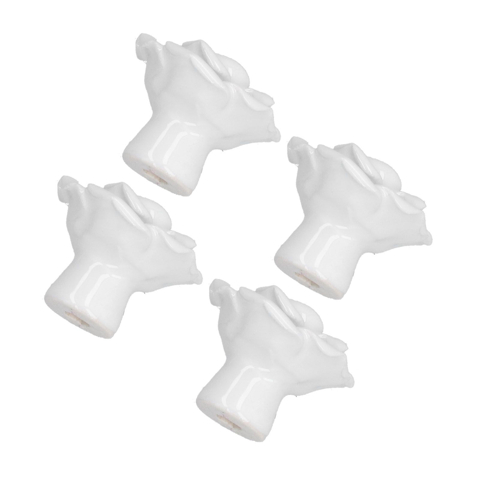 4 Set Rose Shaped Handle Modern Ceramic Cabinet Knob for Home Living Room BedroomWhite - Image 8