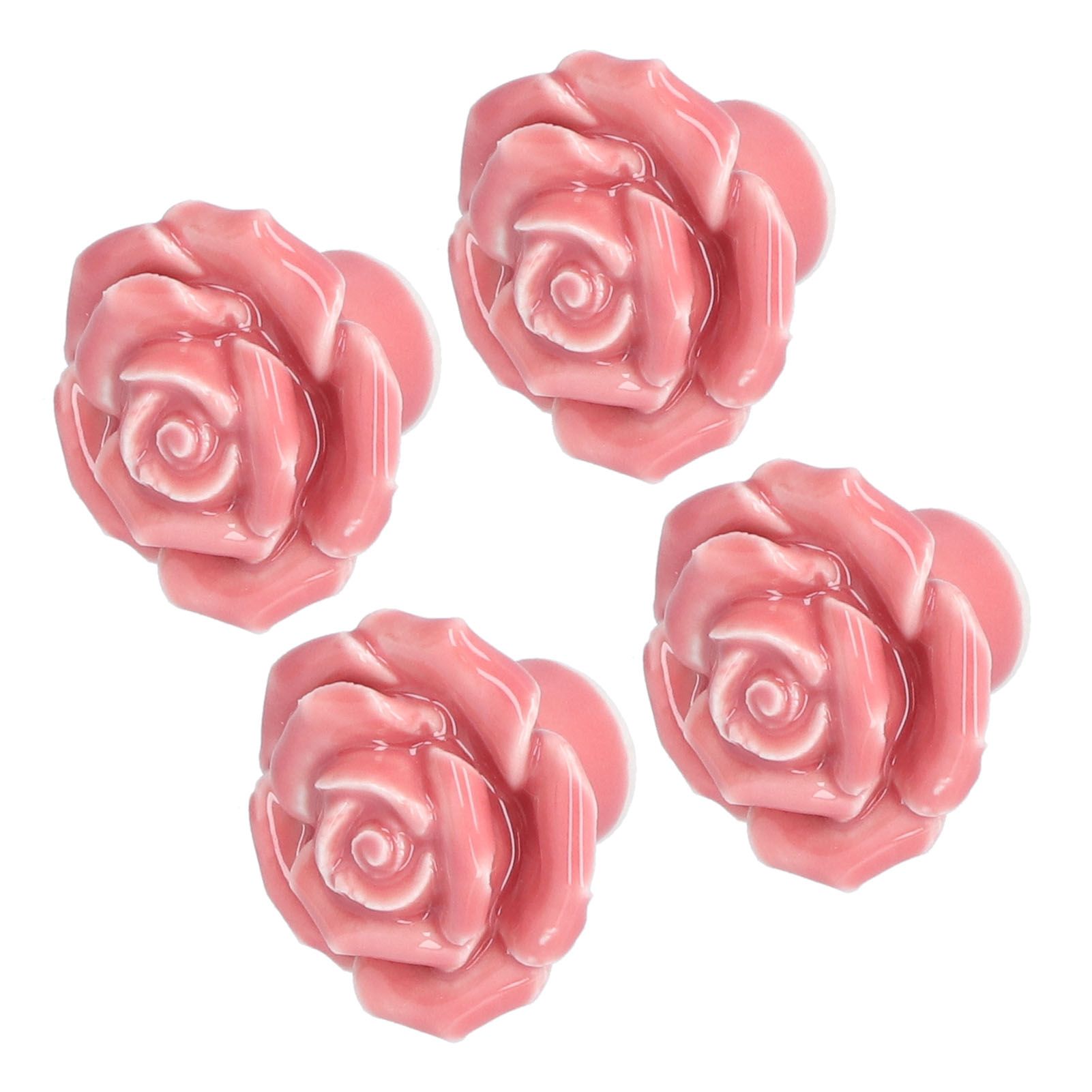 4 Set Rose Shaped Handle Modern Ceramic Cabinet Knob for Home Living Room BedroomPink - Image 2