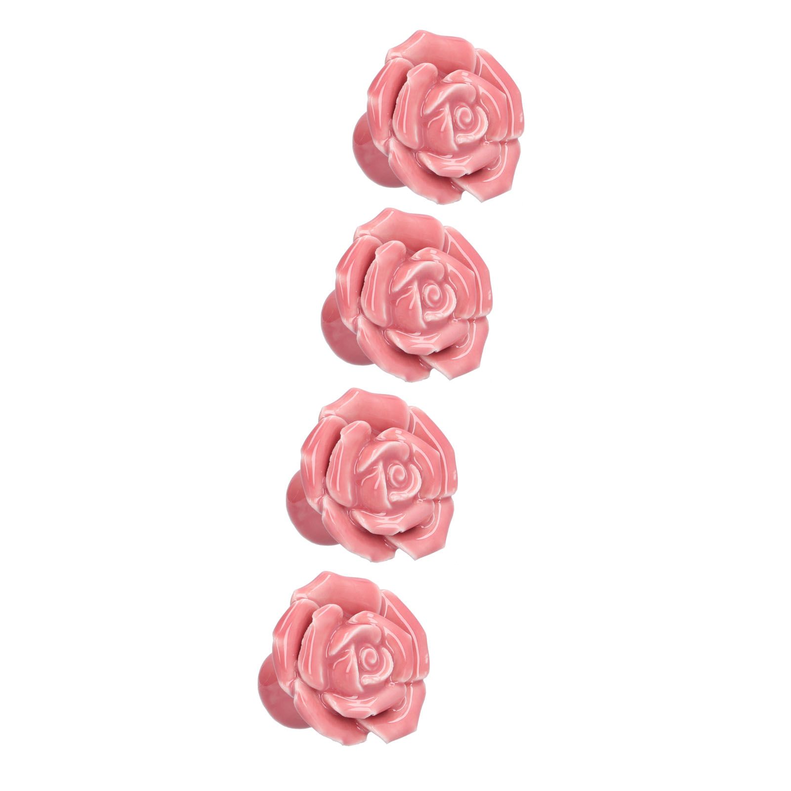 4 Set Rose Shaped Handle Modern Ceramic Cabinet Knob for Home Living Room BedroomPink - Image 5