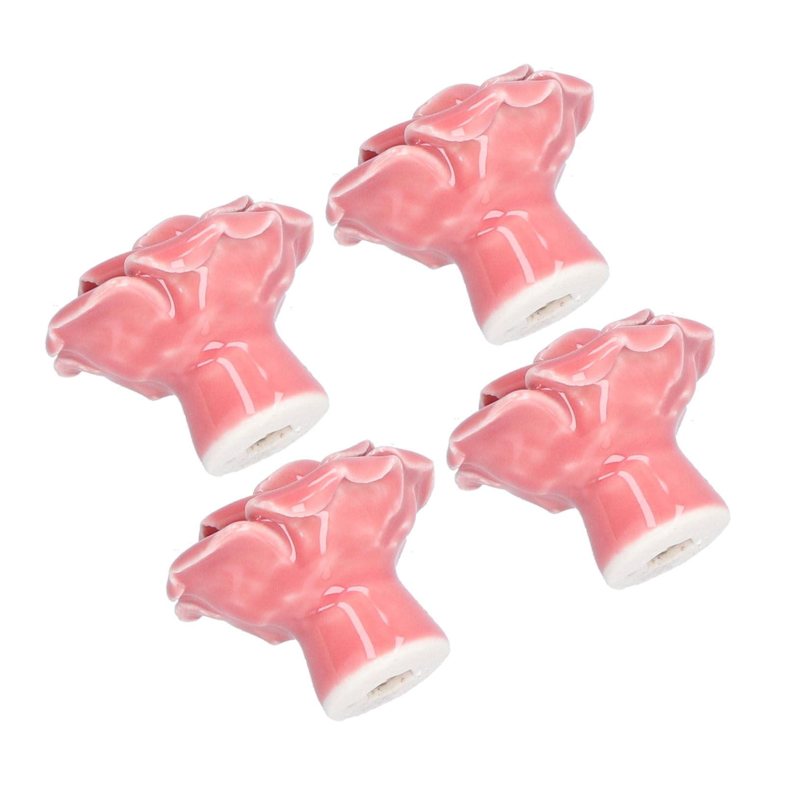 4 Set Rose Shaped Handle Modern Ceramic Cabinet Knob for Home Living Room BedroomPink - Image 8