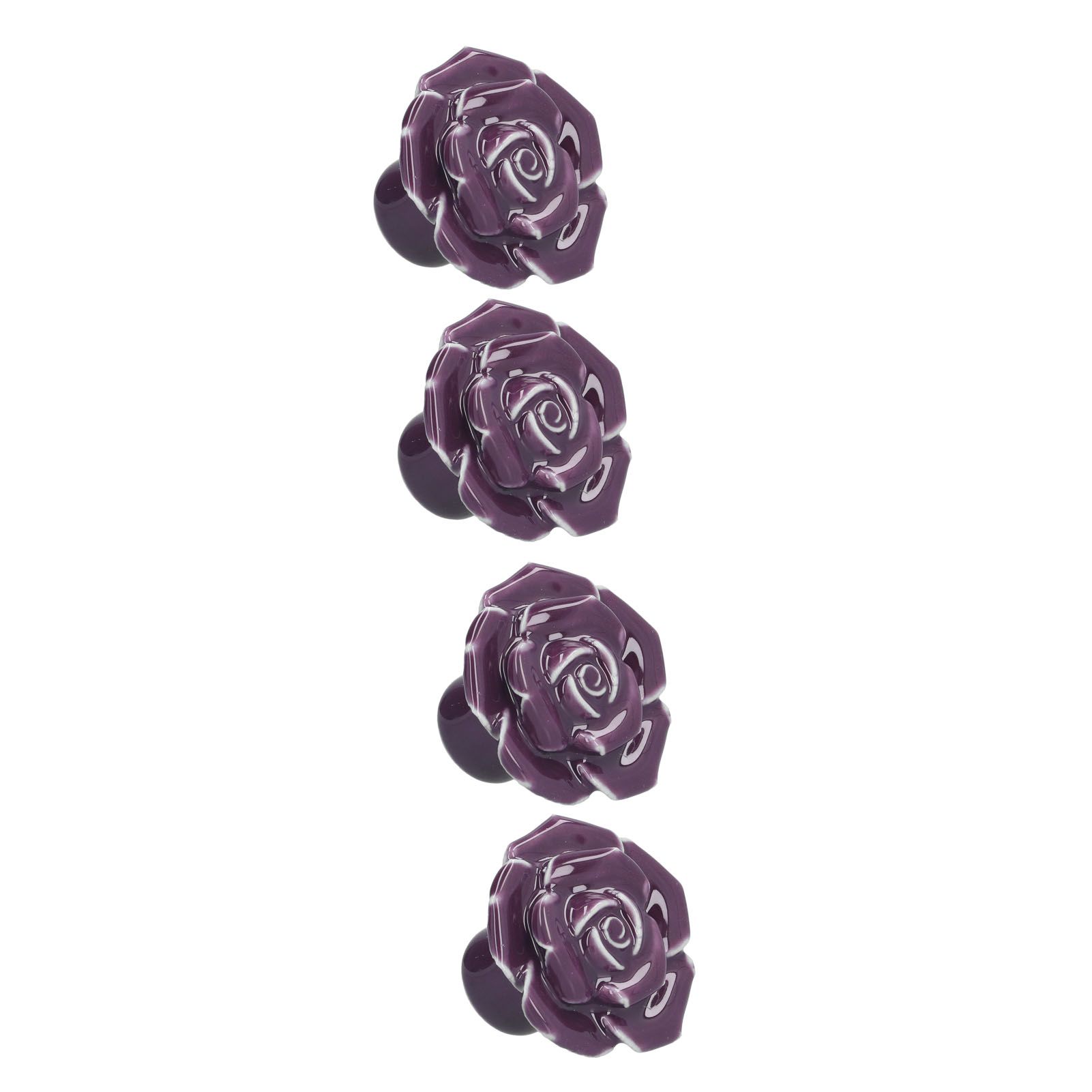 4 Set Rose Shaped Handle Modern Ceramic Cabinet Knob for Home Living Room BedroomPurple - Image 7