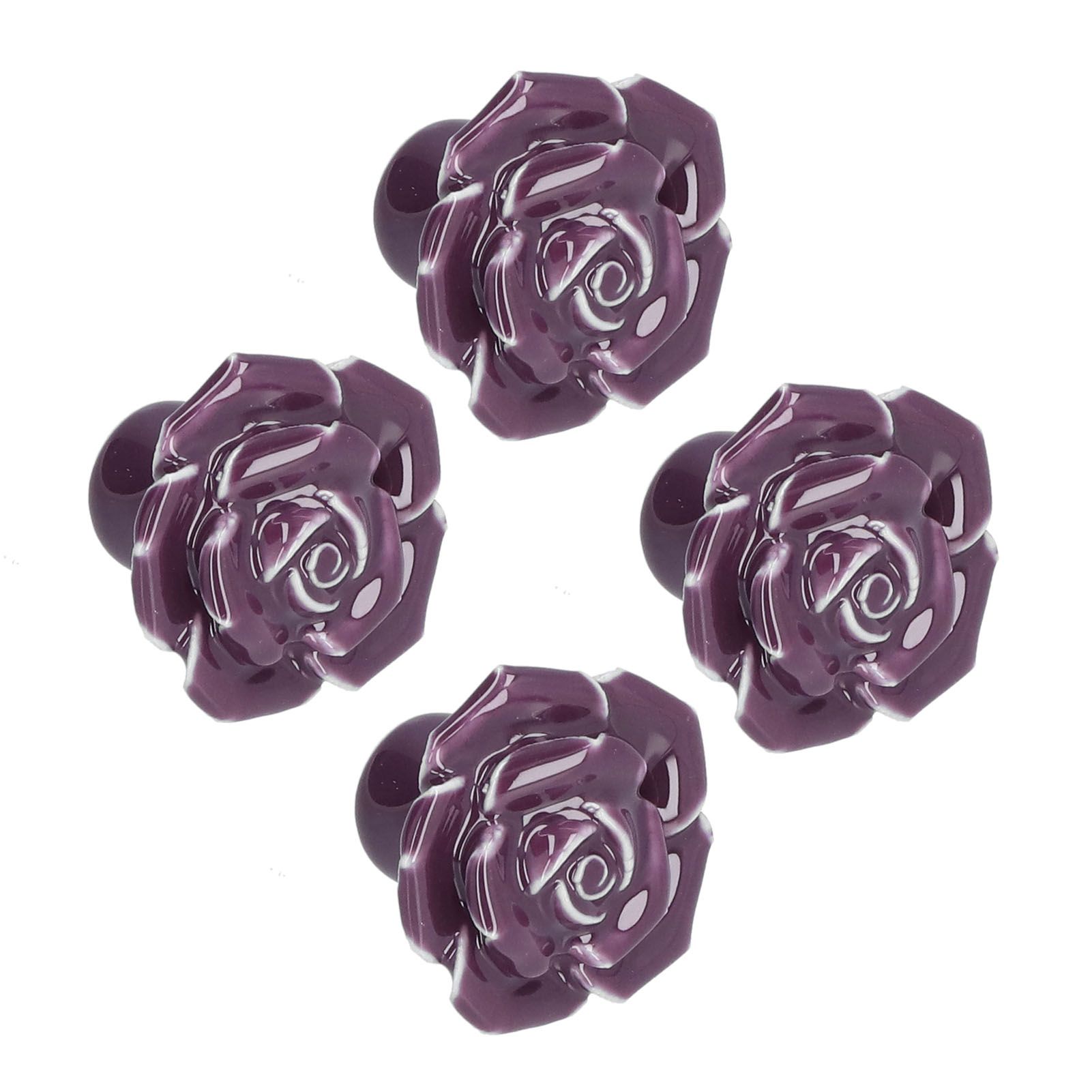 4 Set Rose Shaped Handle Modern Ceramic Cabinet Knob for Home Living Room BedroomPurple - Image 8