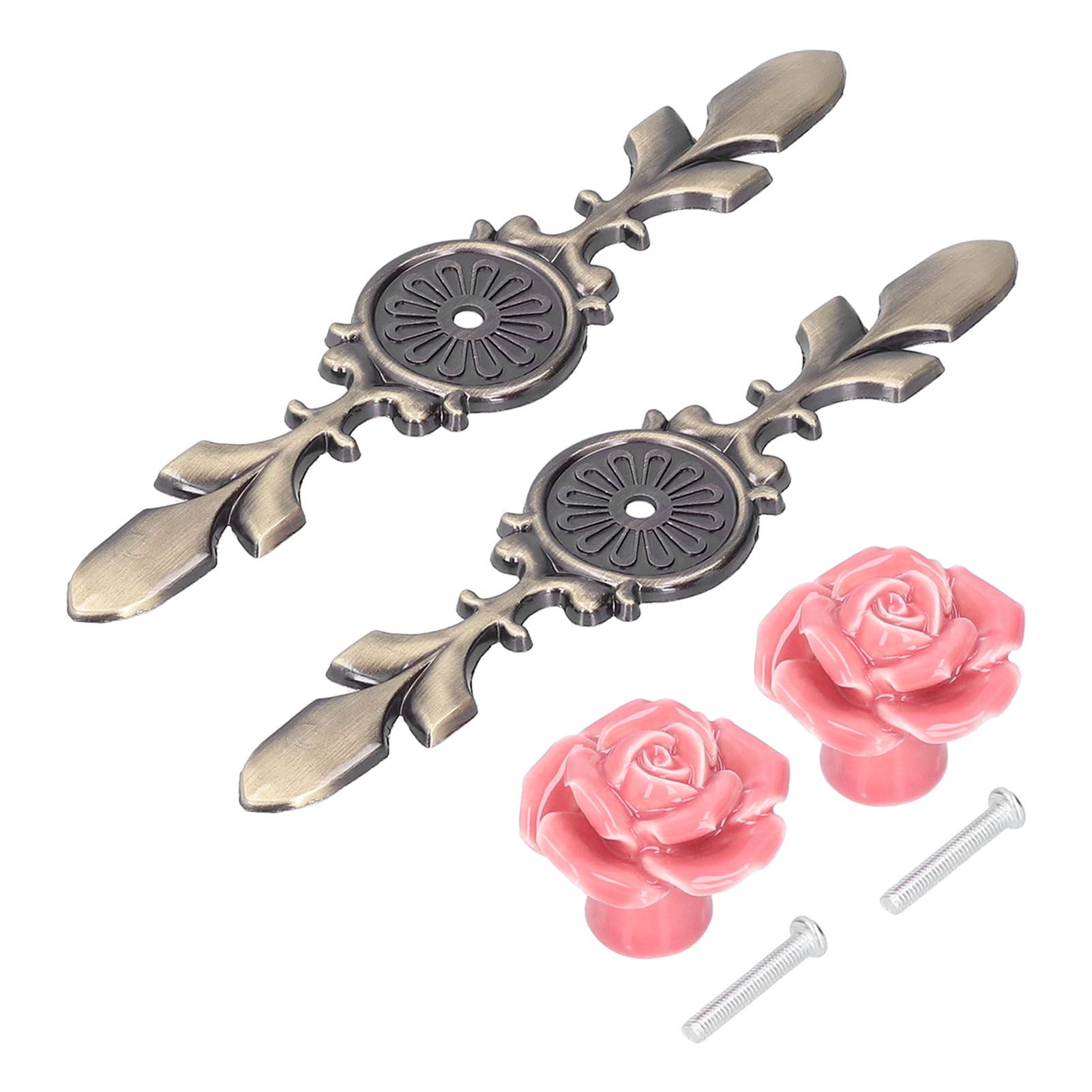 2Set Cabinet Knob Rose Flower Ceramic Pull Handle Closet Drawer Knob for Kitchen Furniture - Image 2