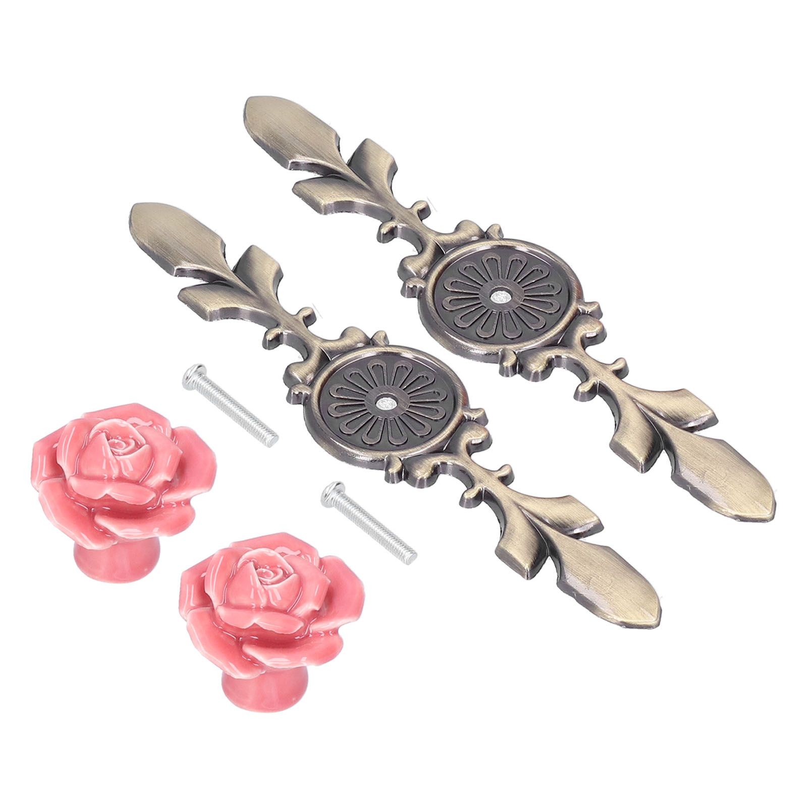 2Set Cabinet Knob Rose Flower Ceramic Pull Handle Closet Drawer Knob for Kitchen Furniture - Image 4
