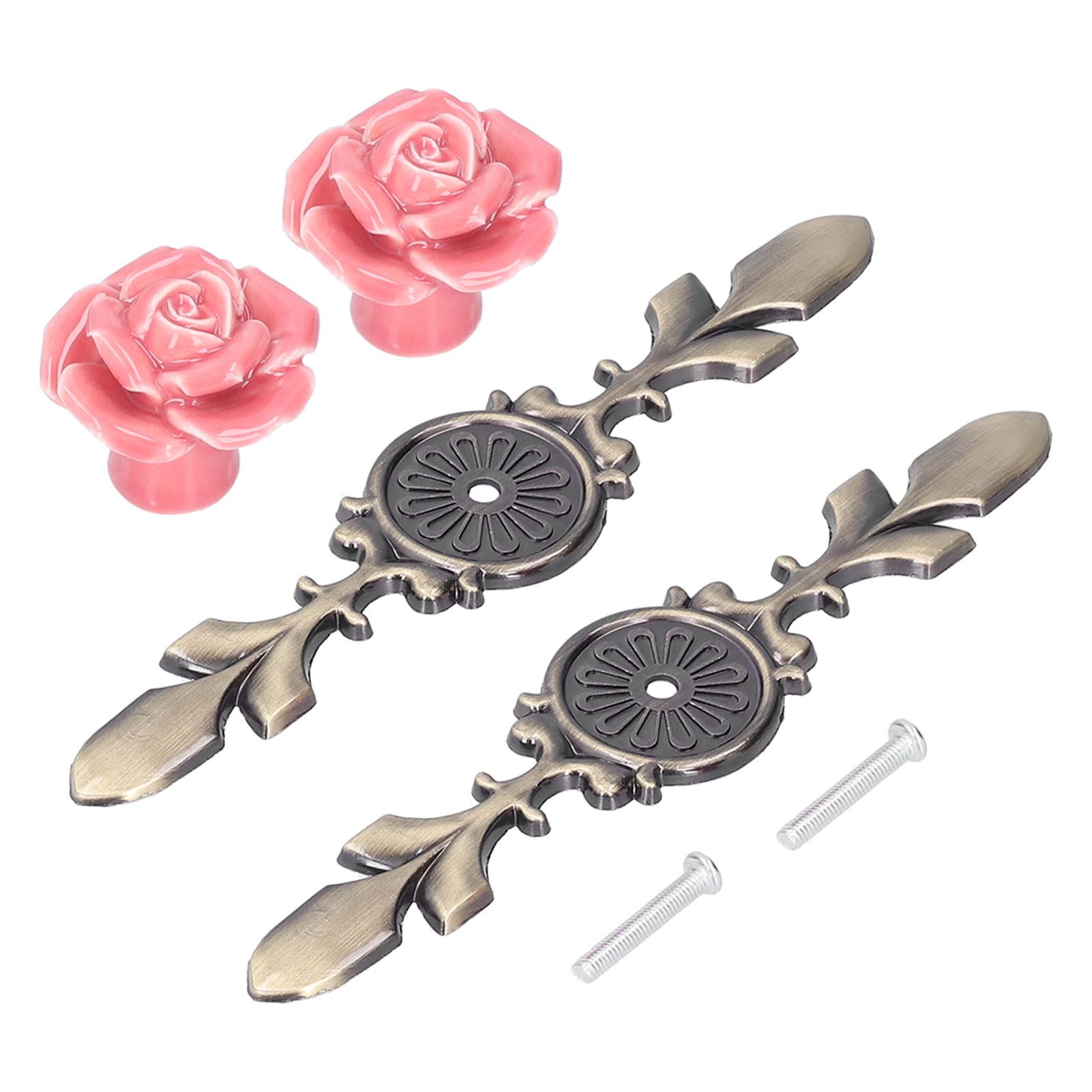 2Set Cabinet Knob Rose Flower Ceramic Pull Handle Closet Drawer Knob for Kitchen Furniture - Image 5