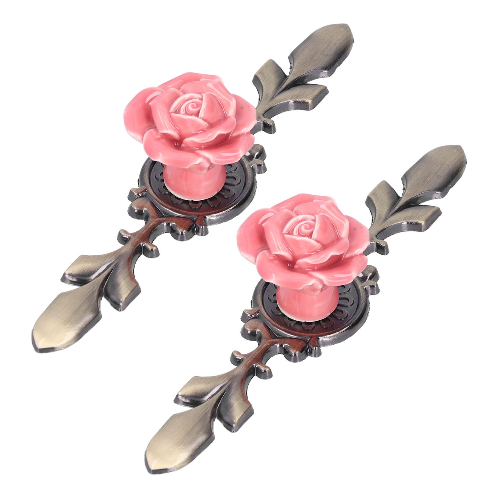 2Set Cabinet Knob Rose Flower Ceramic Pull Handle Closet Drawer Knob for Kitchen Furniture - Image 6