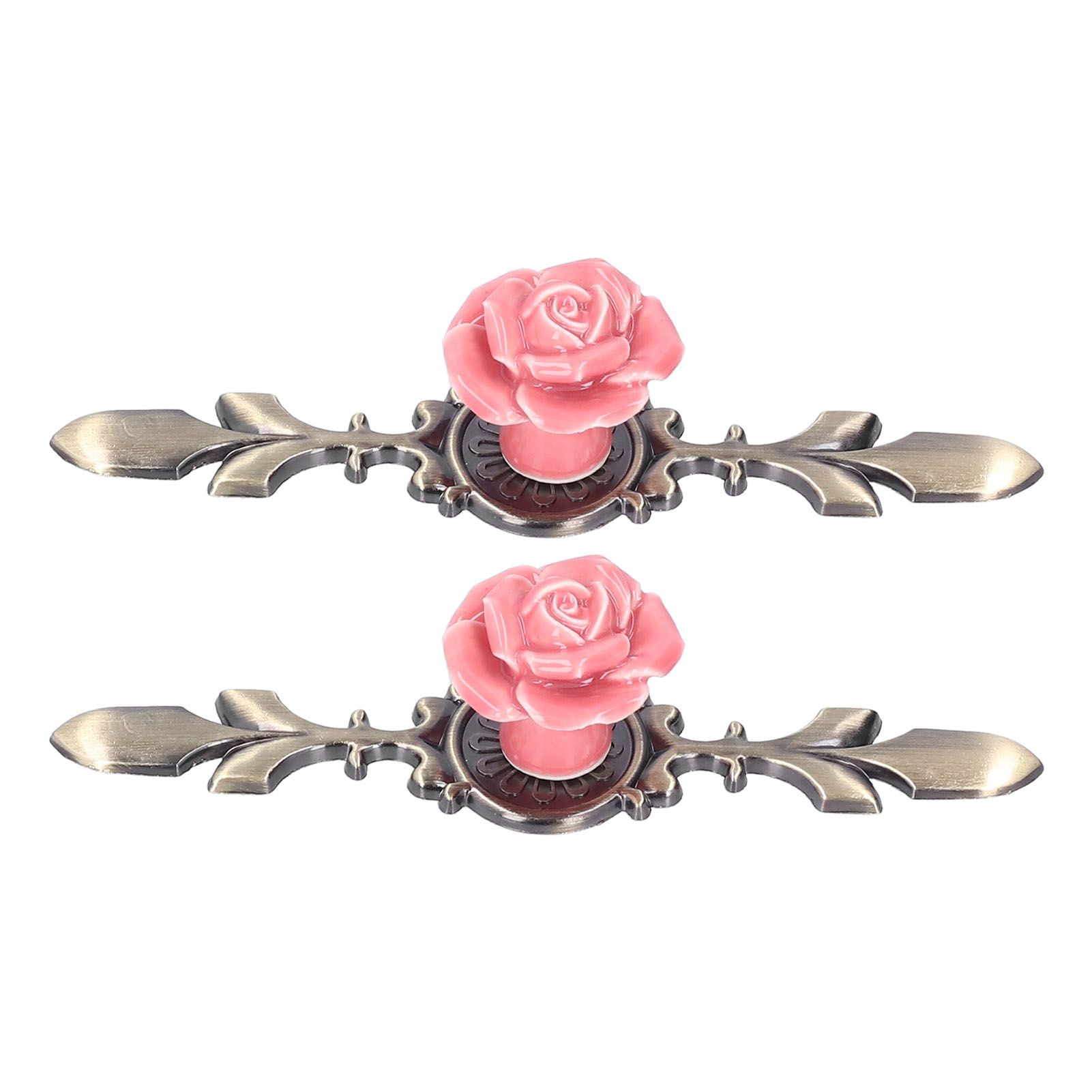 2Set Cabinet Knob Rose Flower Ceramic Pull Handle Closet Drawer Knob for Kitchen Furniture - Image 7