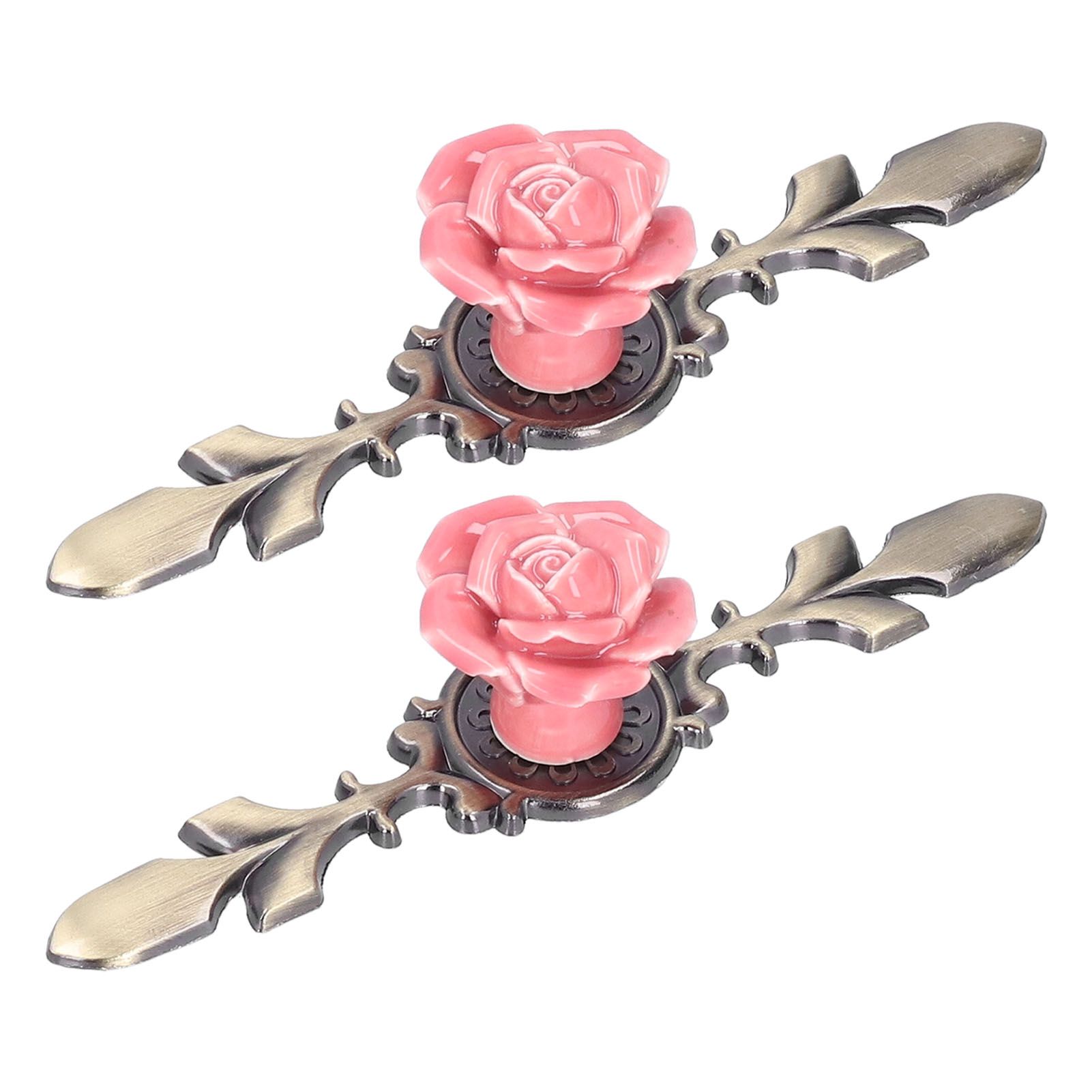 2Set Cabinet Knob Rose Flower Ceramic Pull Handle Closet Drawer Knob for Kitchen Furniture - Image 8