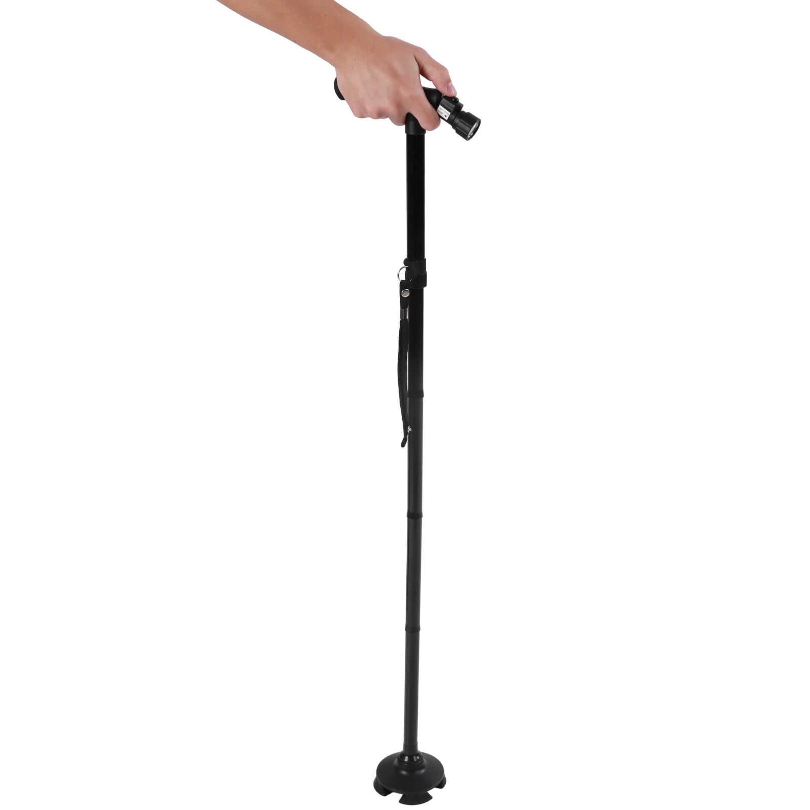 Aluminum Alloy Telescopic Crutches Walking Sticks Outdoor Elderly Cane With Torch - Image 5