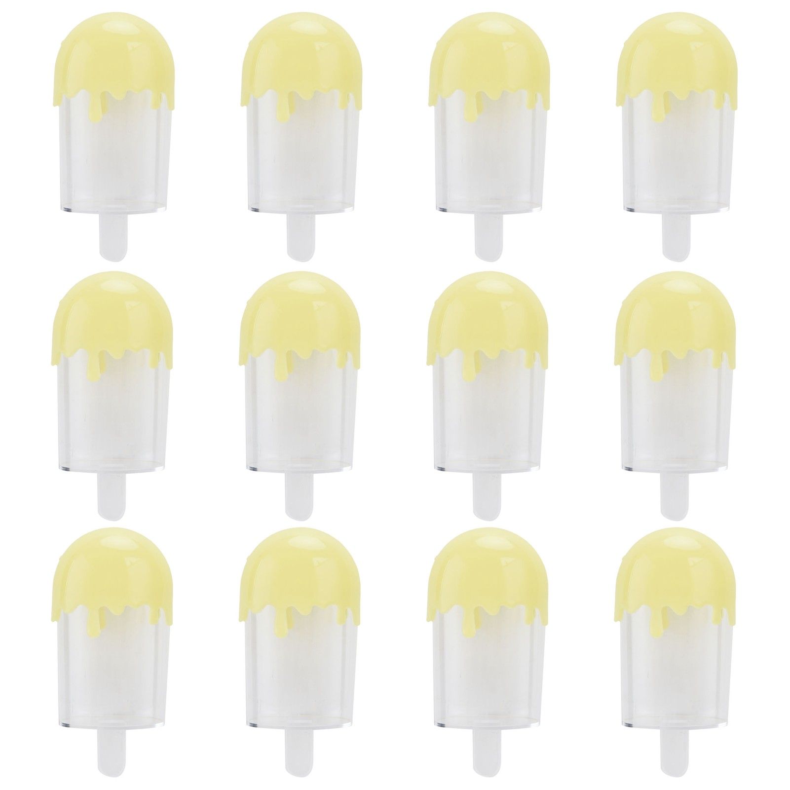 12Pcs Ice Cream Shape Candy Box Plastic Candy Case Container Wedding Party SuppliesYellow - Image 1