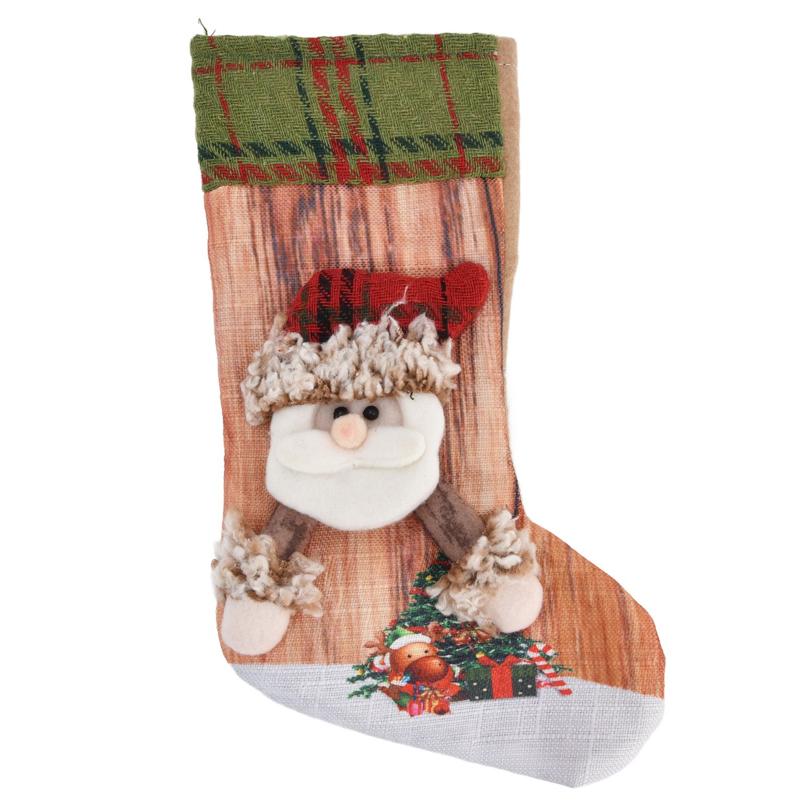 Christmas Stocking Three Dimensional Printed Christmas Stocking Gift Bag Ornament for Christmas Tree Fireplace HangingElderly - Image 1