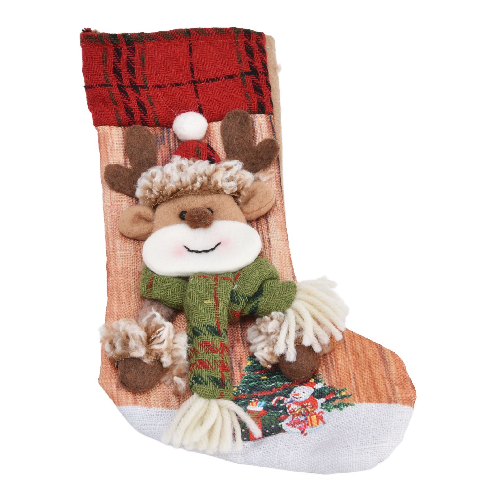Christmas Stocking Three Dimensional Printed Christmas Stocking Gift Bag Ornament for Christmas Tree Fireplace HangingDeer - Image 2