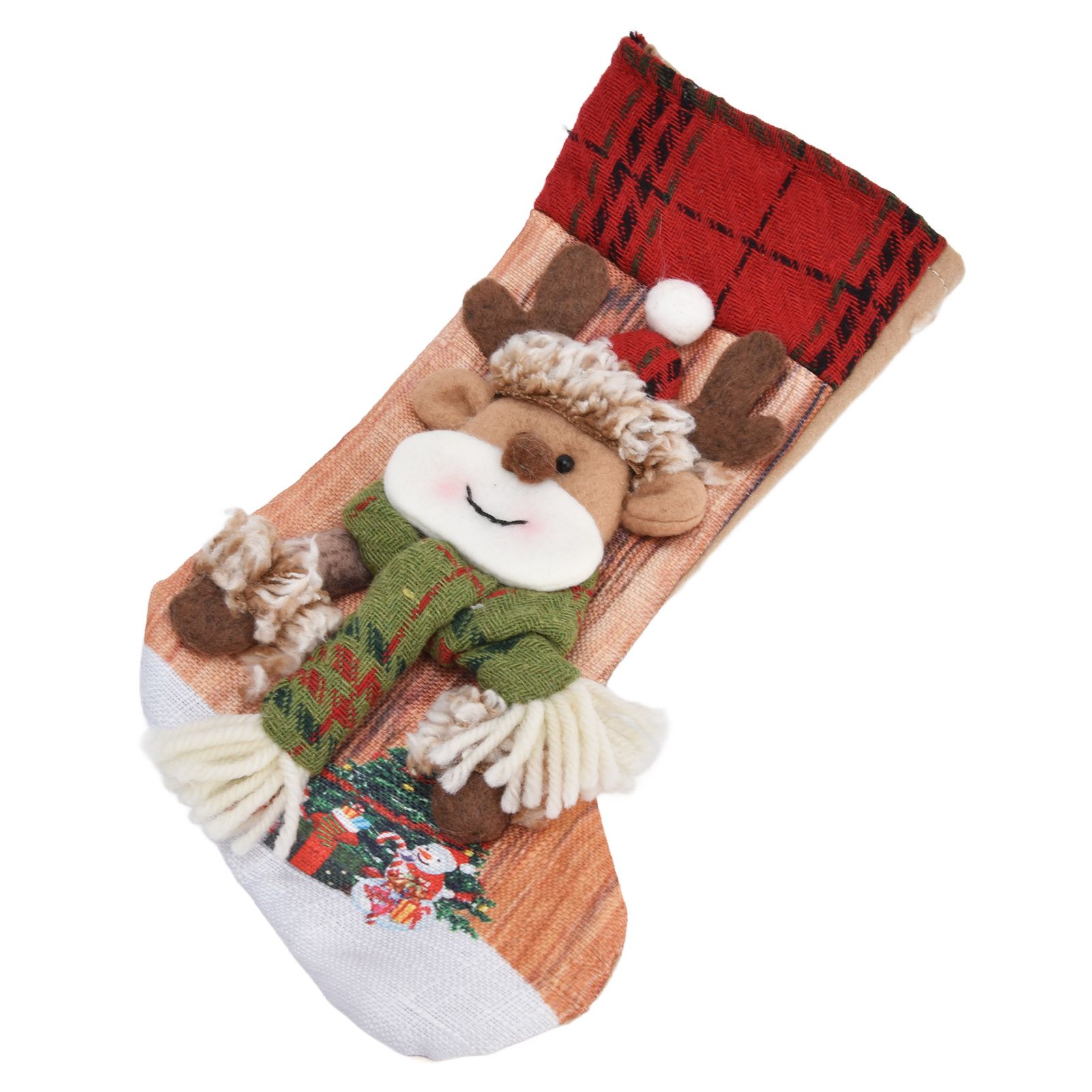 Christmas Stocking Three Dimensional Printed Christmas Stocking Gift Bag Ornament for Christmas Tree Fireplace HangingDeer - Image 3