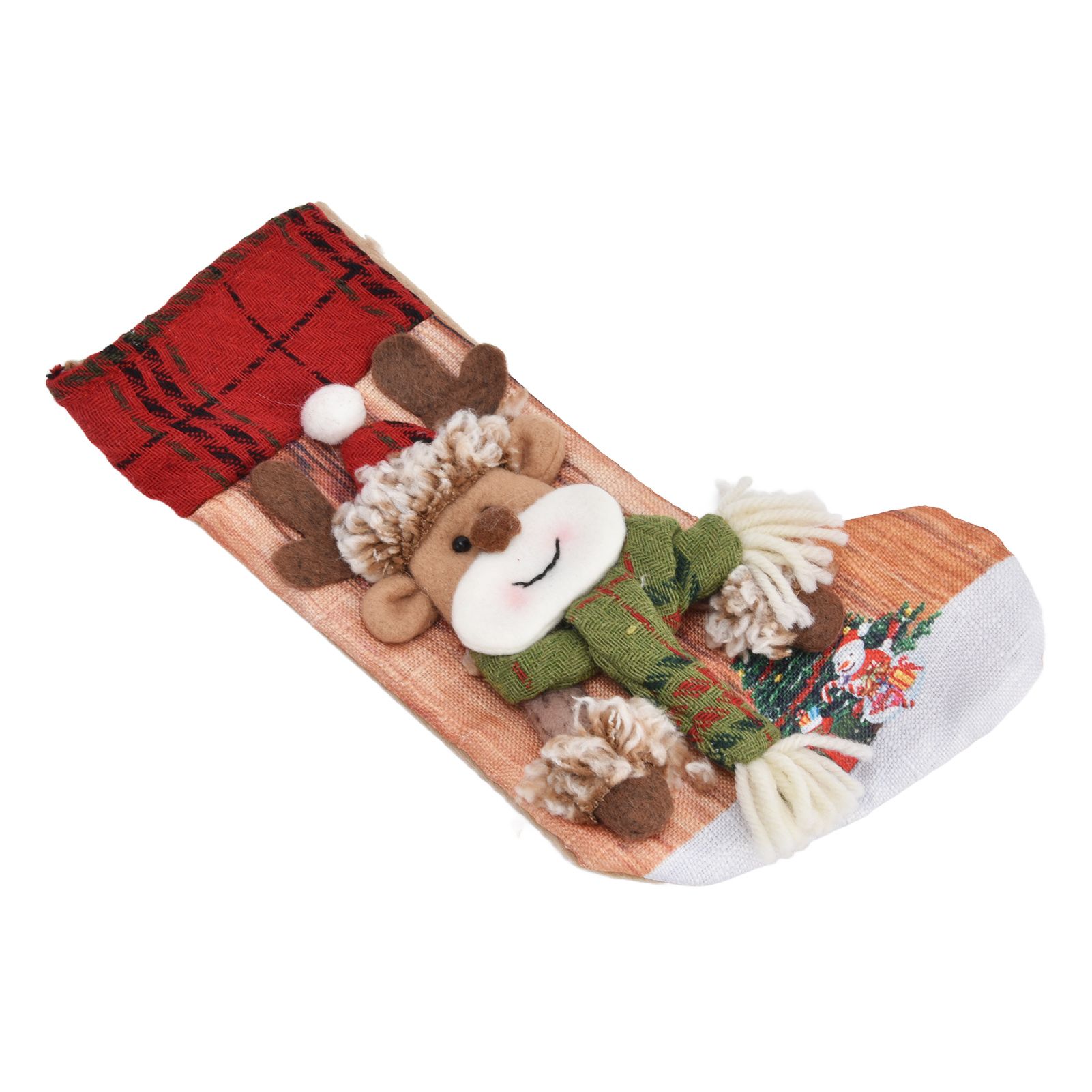 Christmas Stocking Three Dimensional Printed Christmas Stocking Gift Bag Ornament for Christmas Tree Fireplace HangingDeer - Image 4