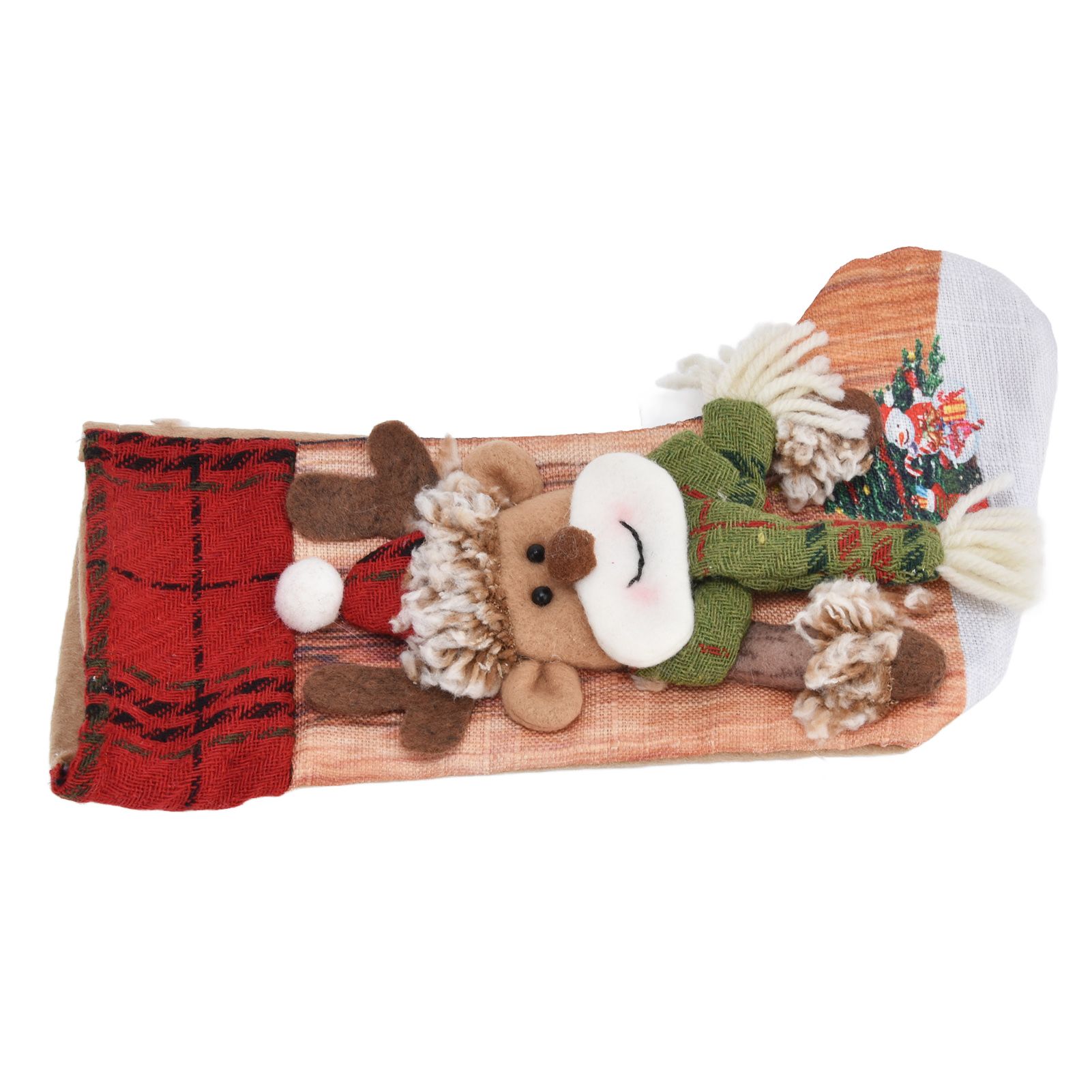 Christmas Stocking Three Dimensional Printed Christmas Stocking Gift Bag Ornament for Christmas Tree Fireplace HangingDeer - Image 5