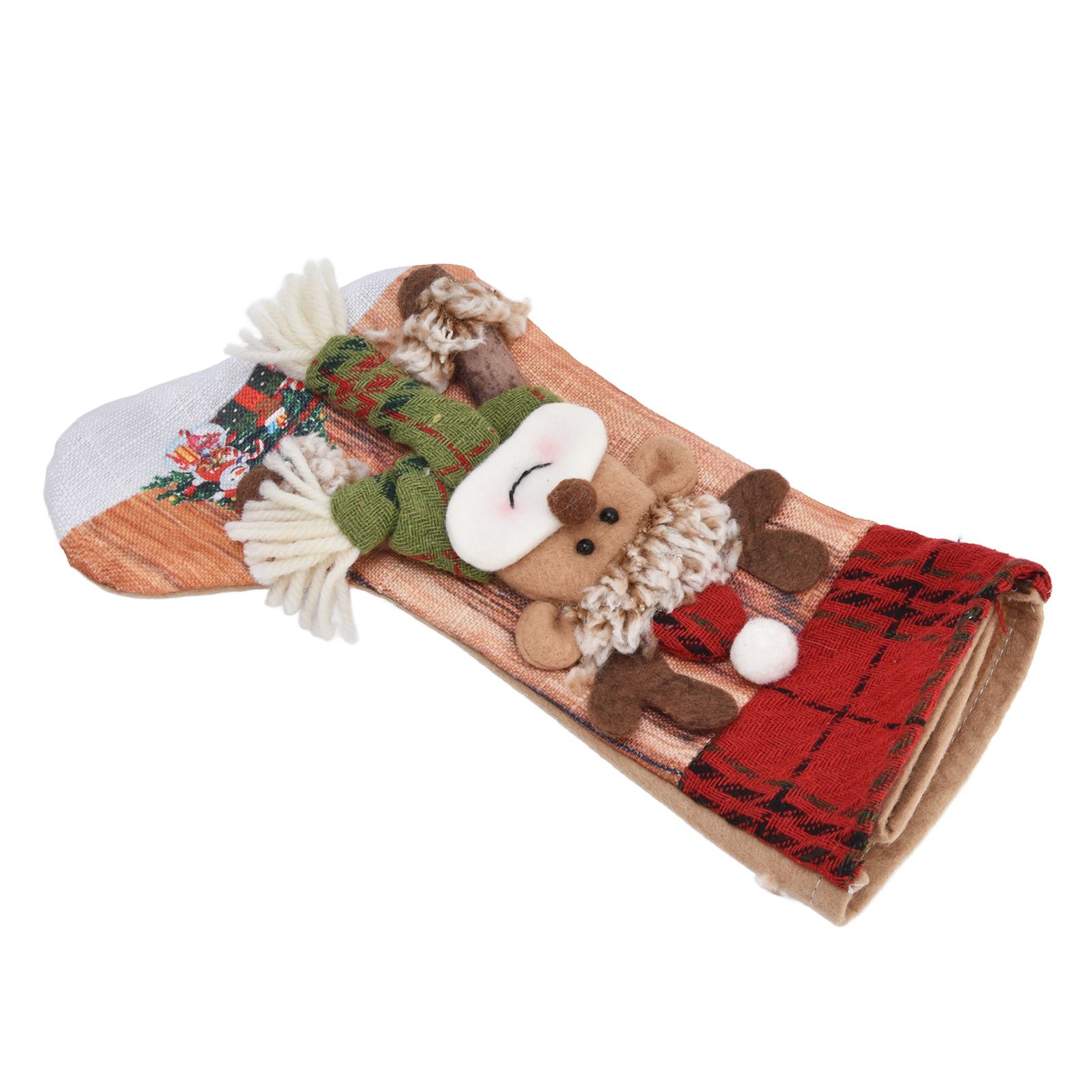 Christmas Stocking Three Dimensional Printed Christmas Stocking Gift Bag Ornament for Christmas Tree Fireplace HangingDeer - Image 7