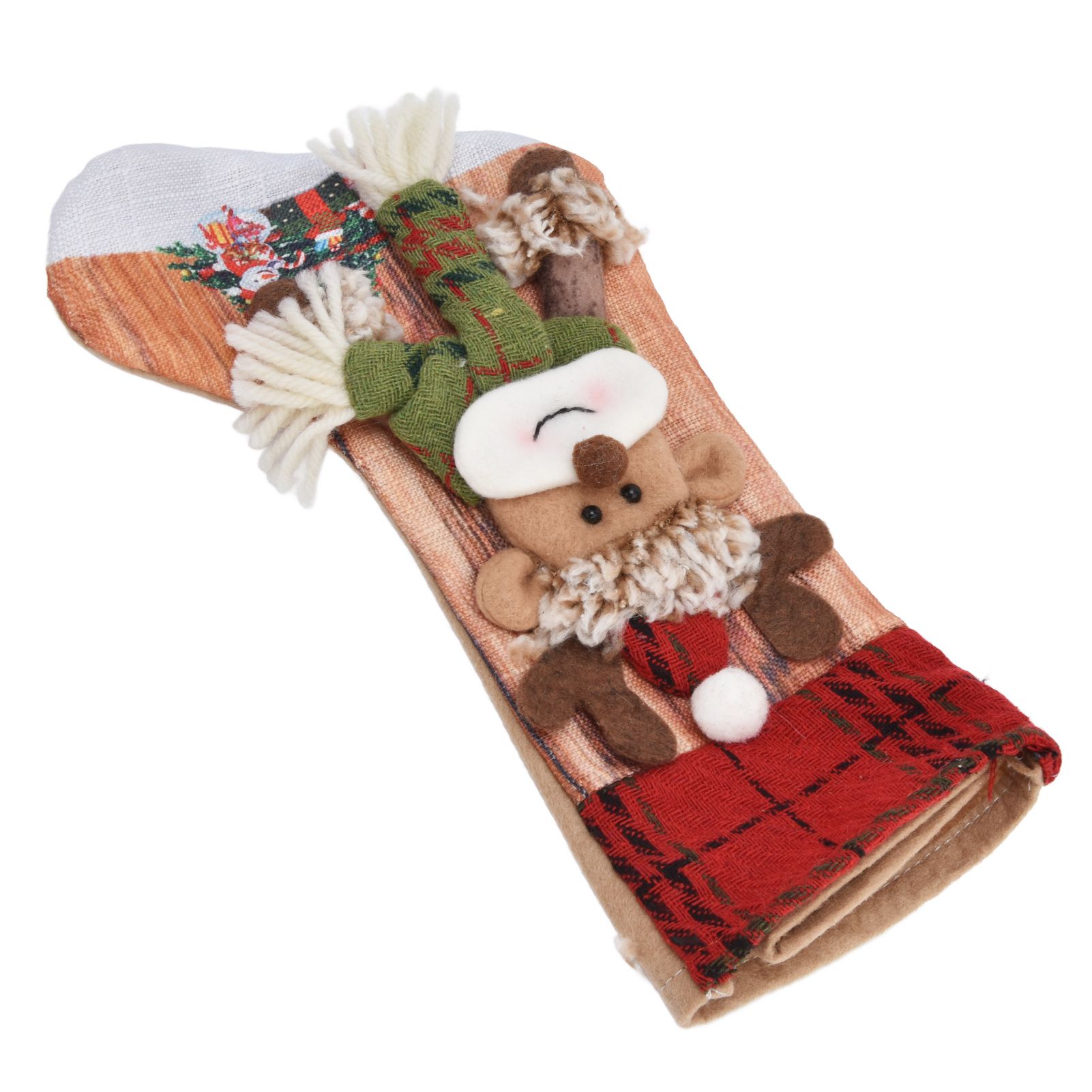 Christmas Stocking Three Dimensional Printed Christmas Stocking Gift Bag Ornament for Christmas Tree Fireplace HangingDeer - Image 8