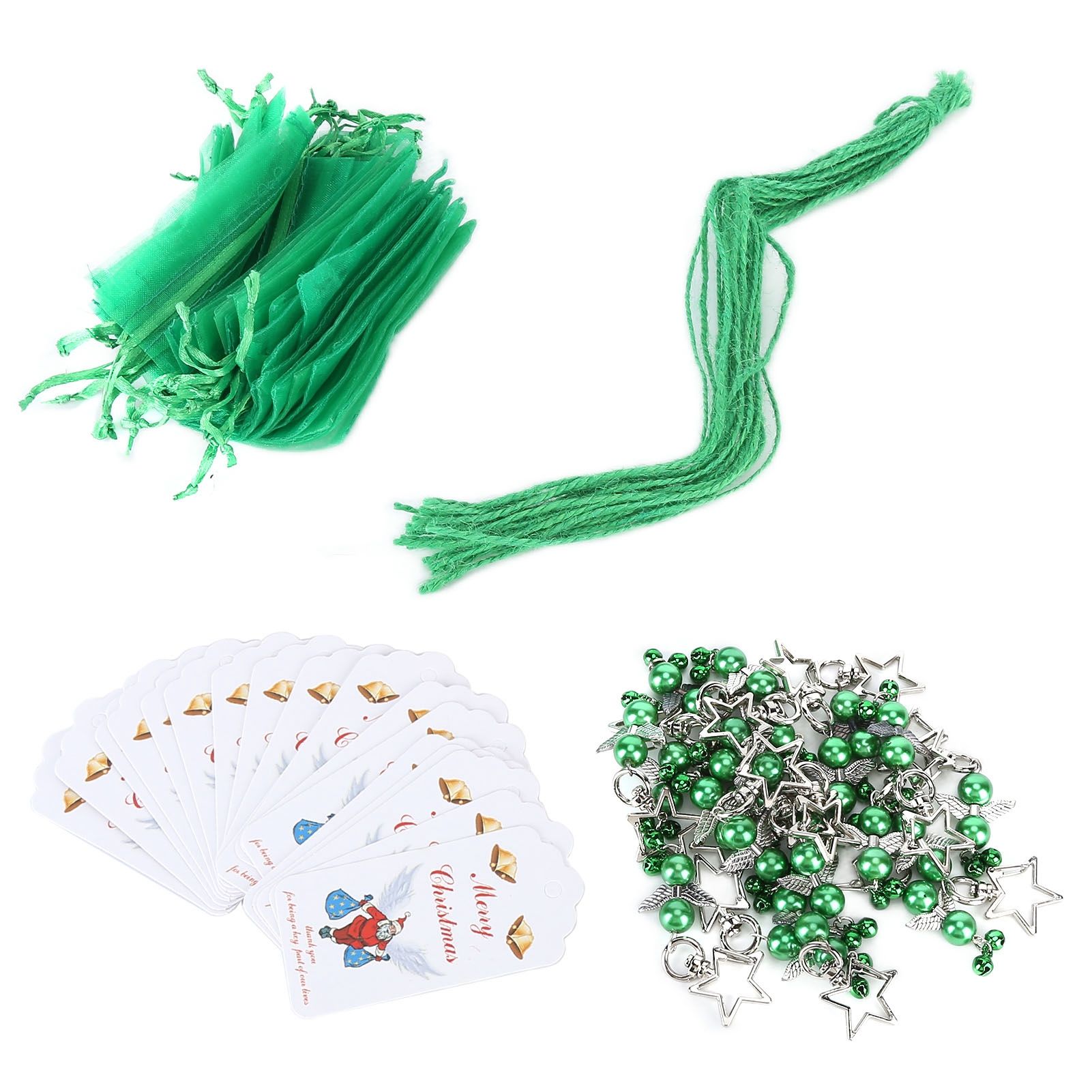 20PCS Keychain Bells Angel Stars Creative Christmas Decoration Gift Santa Claus Pendant Candy Bag Set Green - Image 5