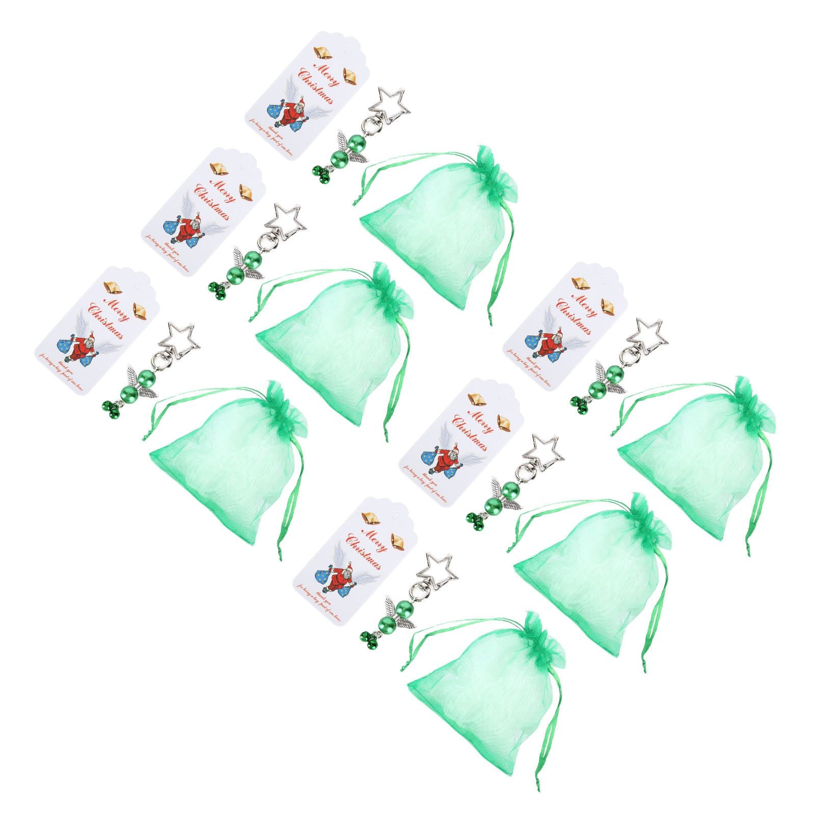 20PCS Keychain Bells Angel Stars Creative Christmas Decoration Gift Santa Claus Pendant Candy Bag Set Green - Image 6