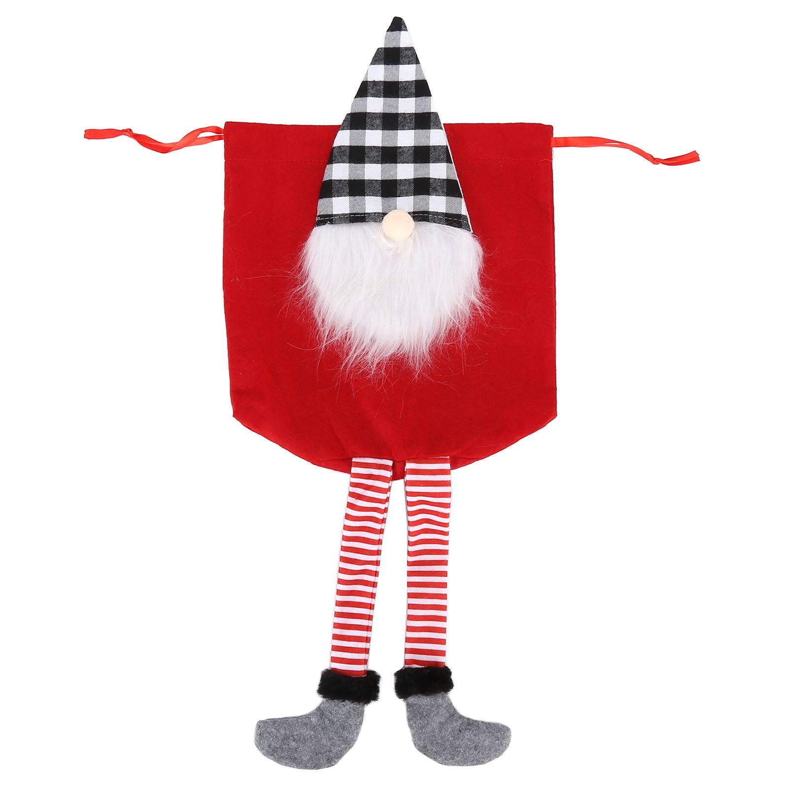 Christmas Gift Bag Faceless Santa Claus Drawstring Pouch Treat Bag for Christmas PartyRed - Image 1