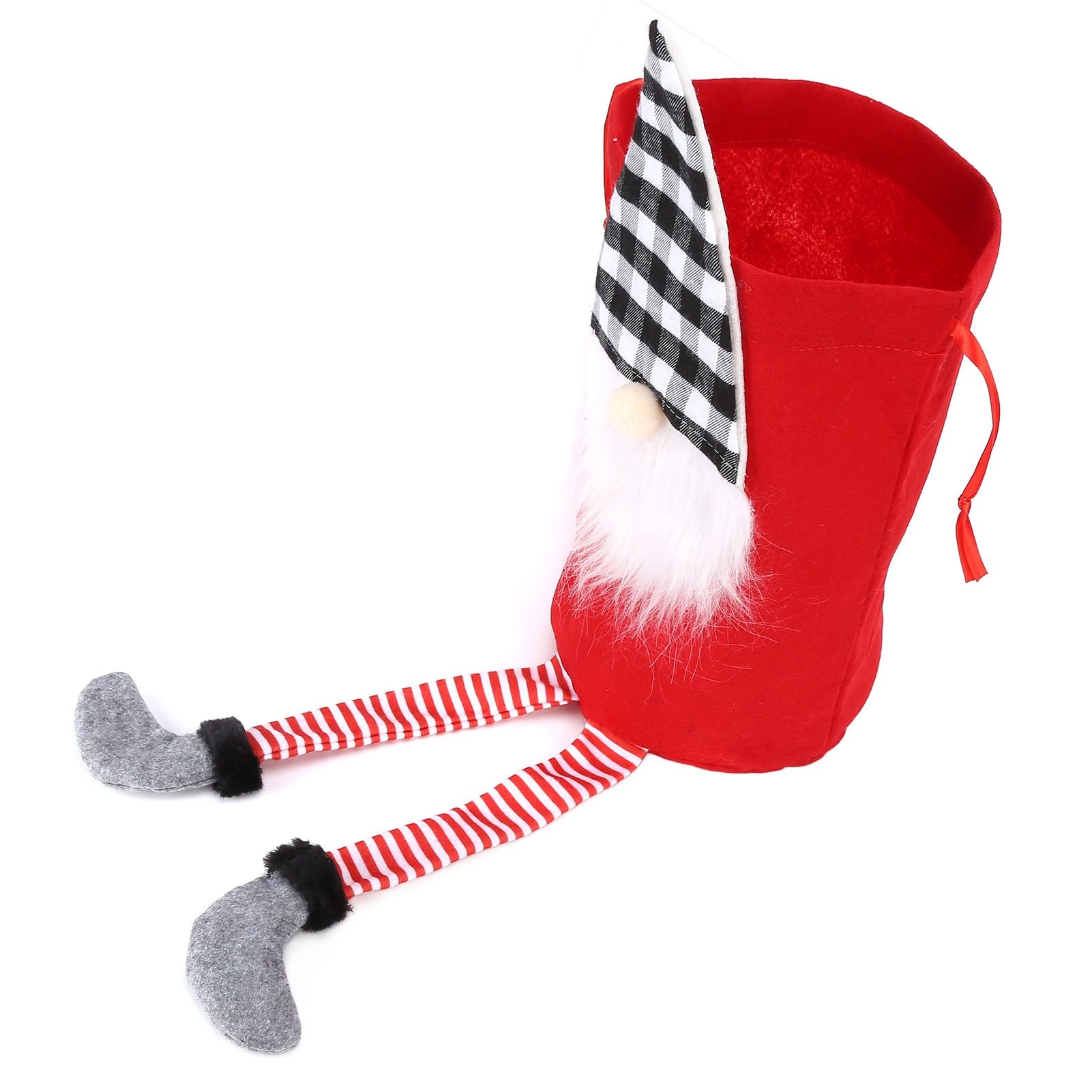 Christmas Gift Bag Faceless Santa Claus Drawstring Pouch Treat Bag for Christmas PartyRed - Image 2