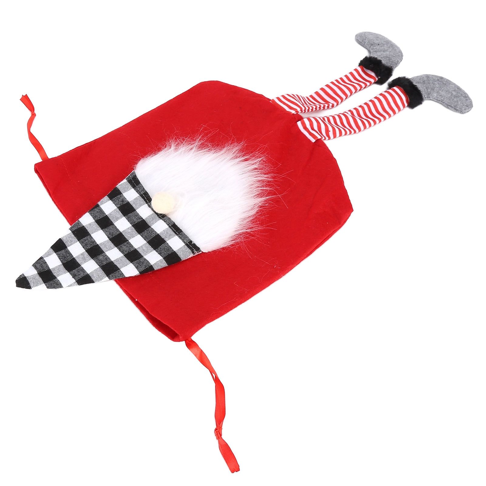 Christmas Gift Bag Faceless Santa Claus Drawstring Pouch Treat Bag for Christmas PartyRed - Image 3