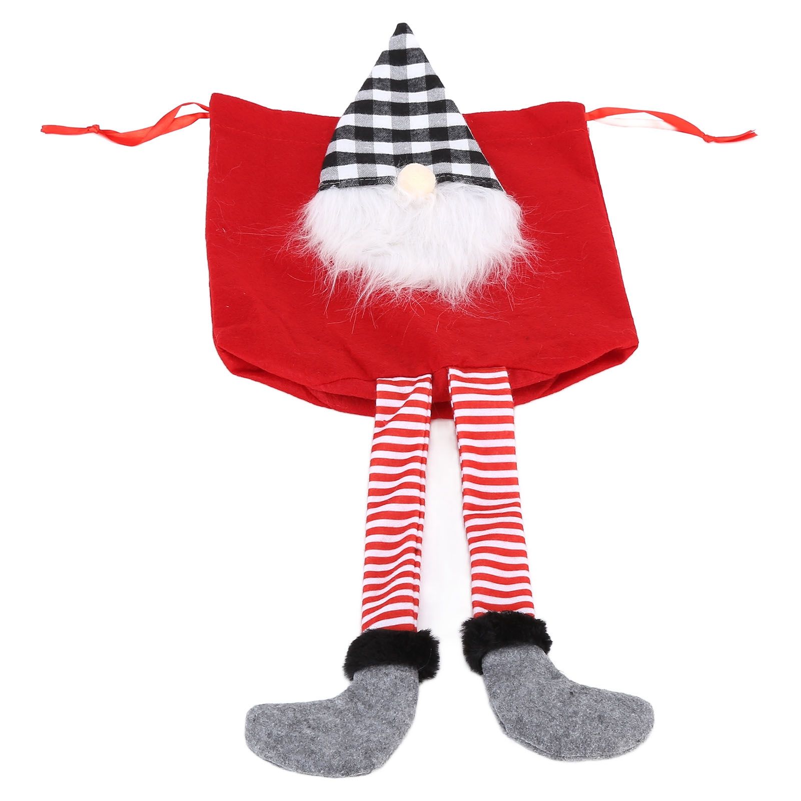 Christmas Gift Bag Faceless Santa Claus Drawstring Pouch Treat Bag for Christmas PartyRed - Image 4