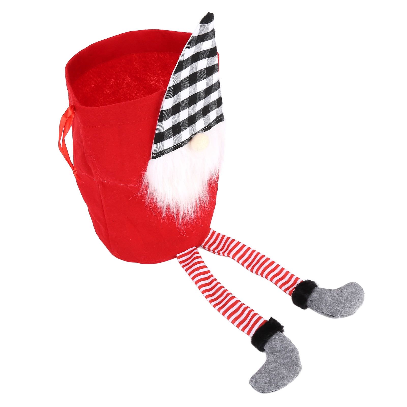 Christmas Gift Bag Faceless Santa Claus Drawstring Pouch Treat Bag for Christmas PartyRed - Image 8
