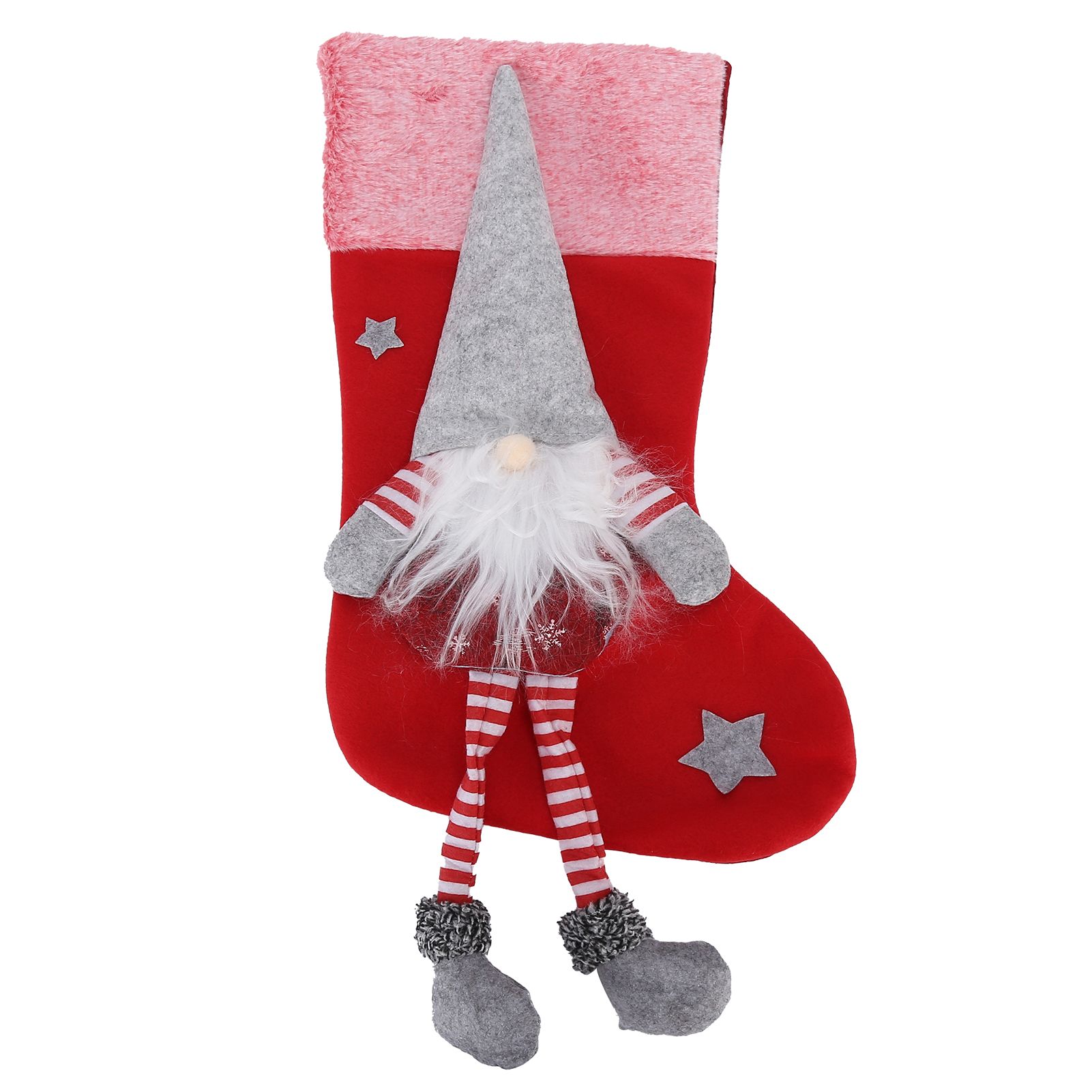 Christmas Hanging Ornaments Plush Faceless Old Man Christmas Stockings DecorationRed - Image 1