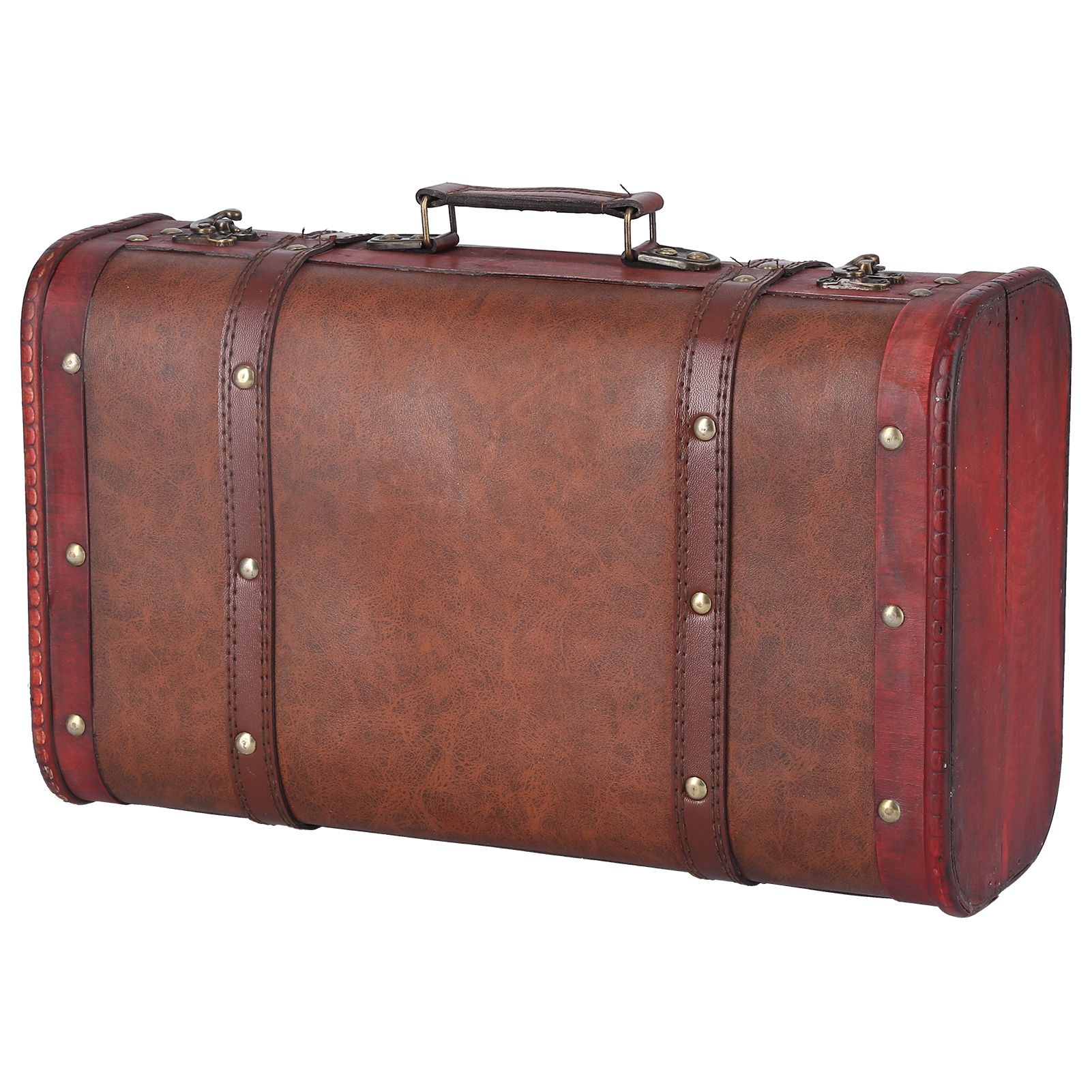 Antique Suitcase Portable Wooden Storage Chest Collection Ornaments Photography Props - Image 1