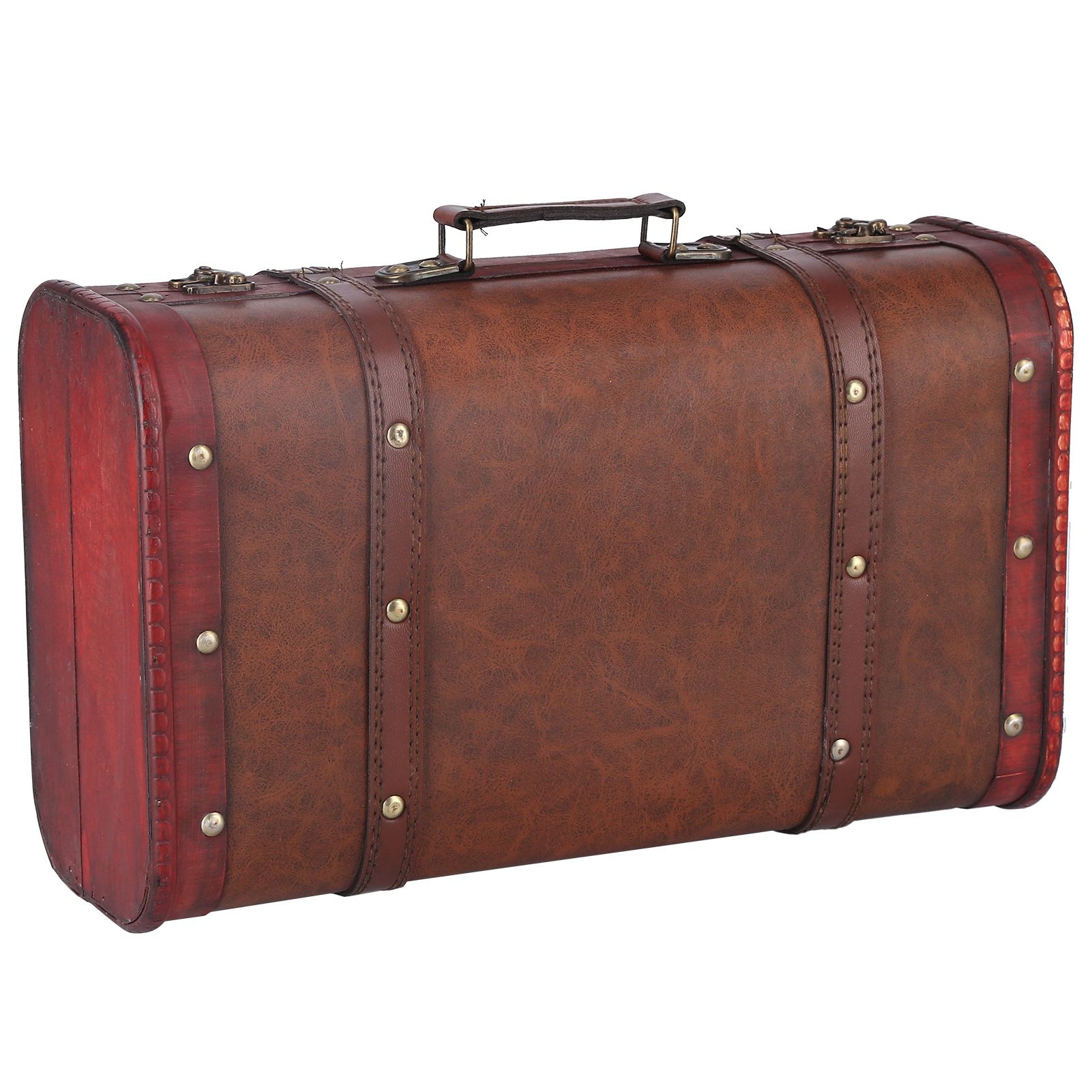 Antique Suitcase Portable Wooden Storage Chest Collection Ornaments Photography Props - Image 2