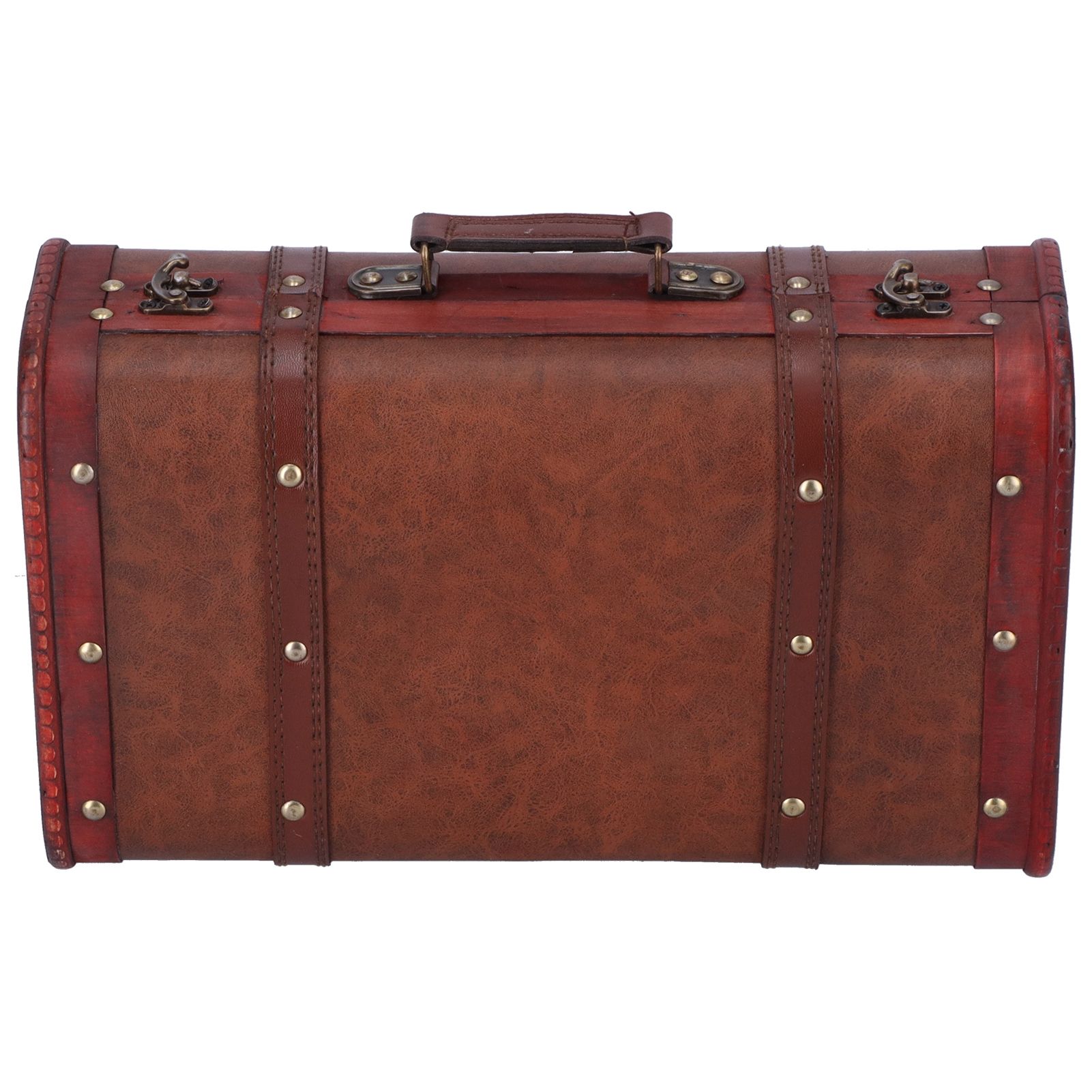 Antique Suitcase Portable Wooden Storage Chest Collection Ornaments Photography Props - Image 3