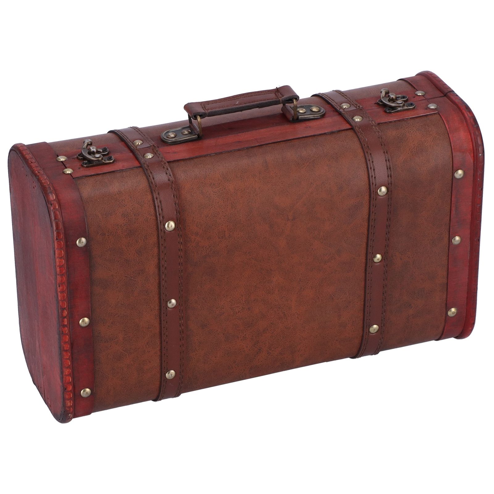 Antique Suitcase Portable Wooden Storage Chest Collection Ornaments Photography Props - Image 4