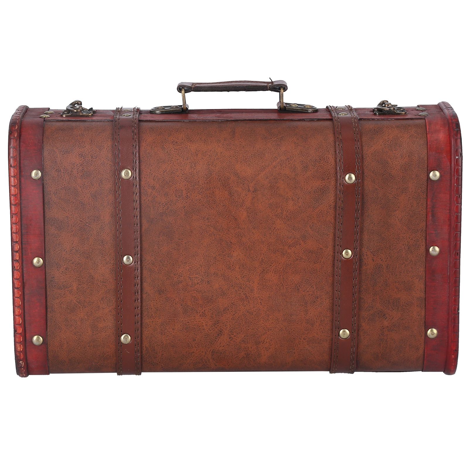 Antique Suitcase Portable Wooden Storage Chest Collection Ornaments Photography Props - Image 5