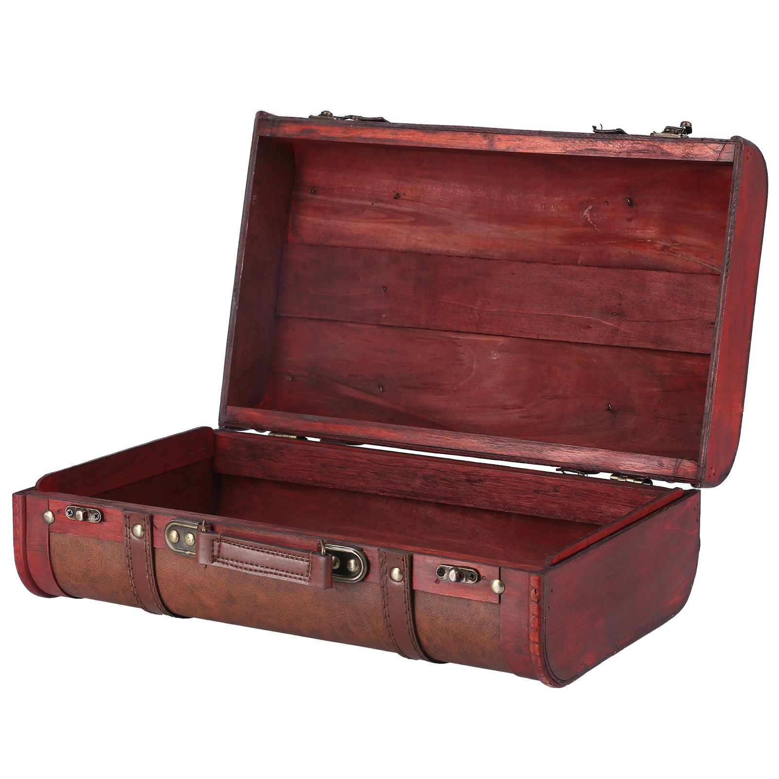 Antique Suitcase Portable Wooden Storage Chest Collection Ornaments Photography Props - Image 6