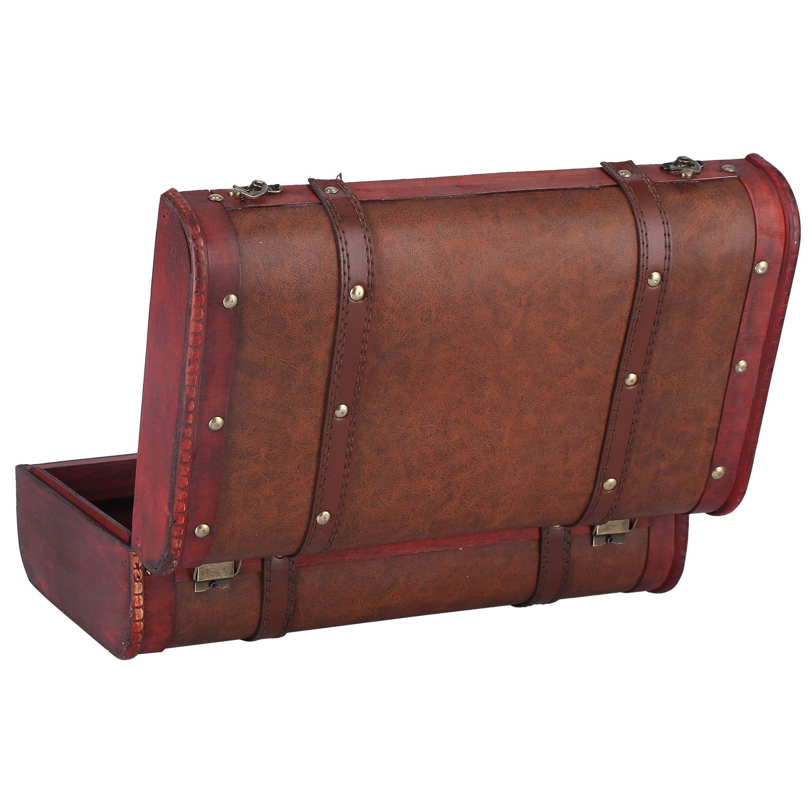 Antique Suitcase Portable Wooden Storage Chest Collection Ornaments Photography Props - Image 8