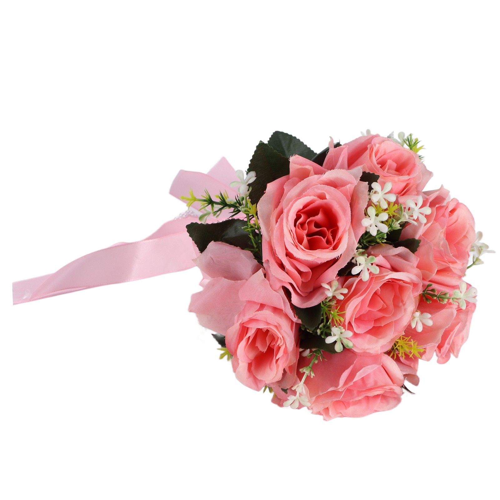 Artificial Wedding Bouquet Silk Flower Simulation Rose Bouquet for Bride Holding FlowersPink - Image 5