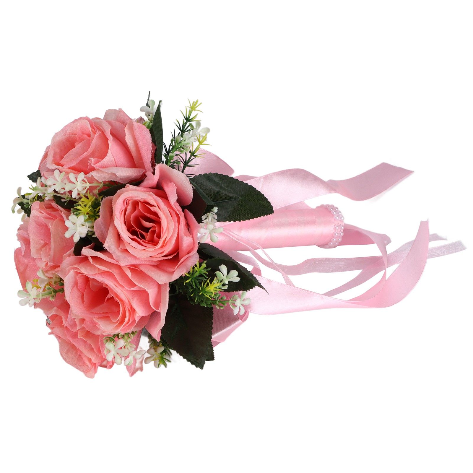 Artificial Wedding Bouquet Silk Flower Simulation Rose Bouquet for Bride Holding FlowersPink - Image 6