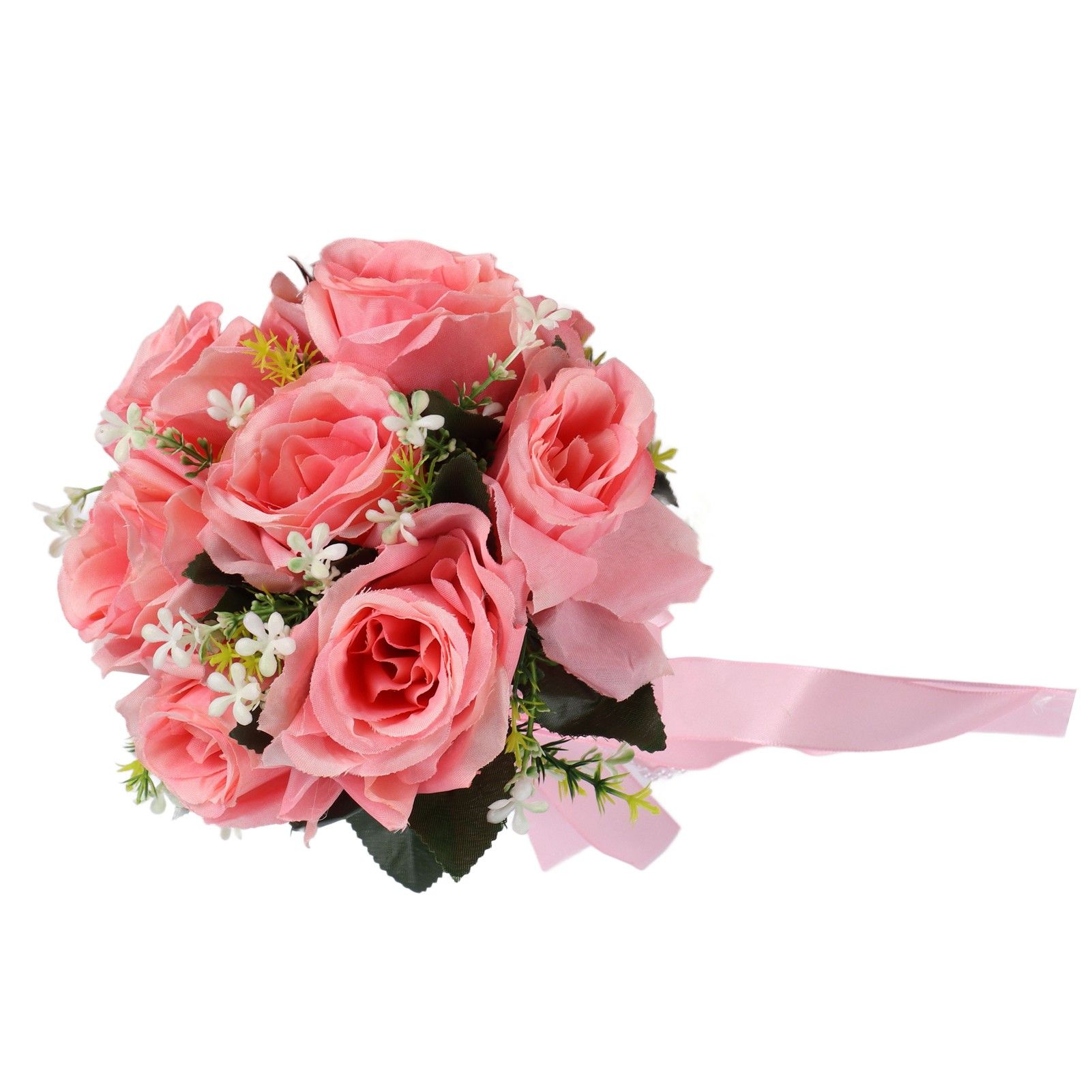 Artificial Wedding Bouquet Silk Flower Simulation Rose Bouquet for Bride Holding FlowersPink - Image 8