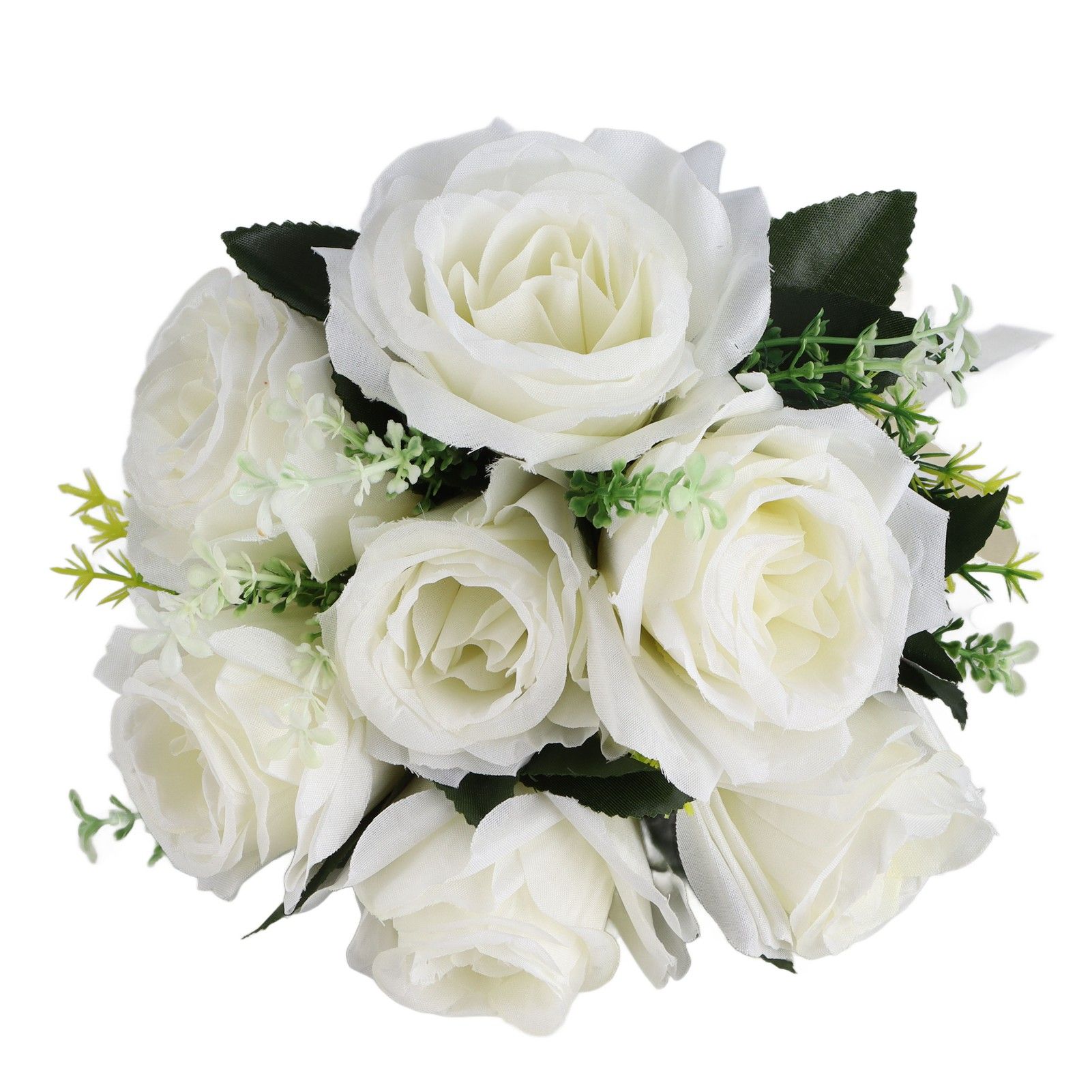 Artificial Wedding Bouquet Silk Flower Simulation Rose Bouquet for Bride Holding FlowersMilky White - Image 7