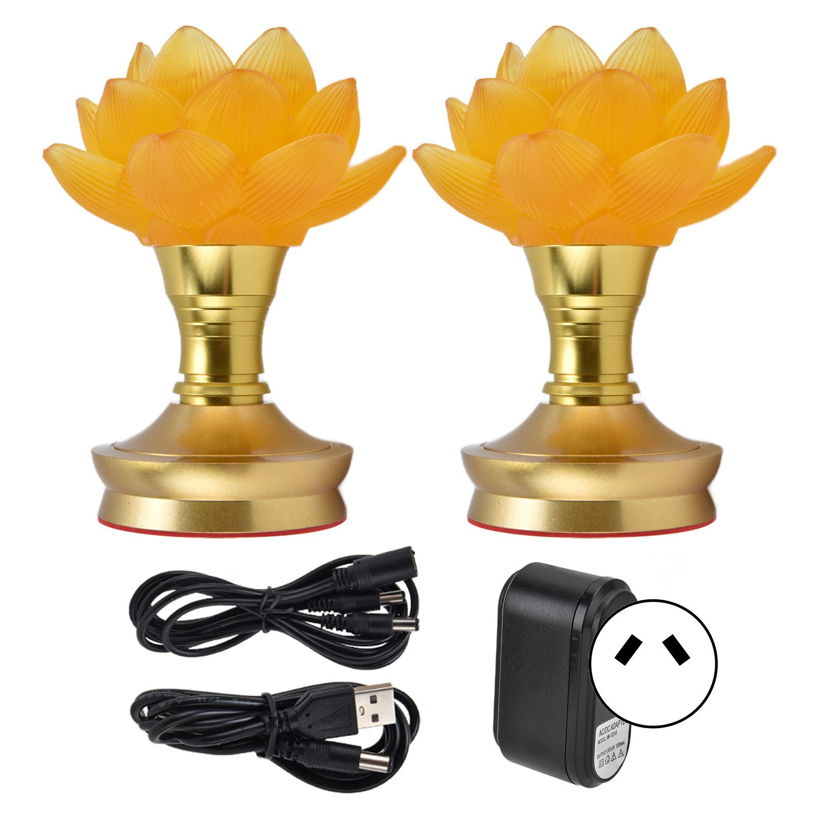 2 Set LED Buddhist Light 3 Color Adjustment Buddha Lamp Plug In Flower Light for Home Buddhist SupplyAU Plug 100-240V - Image 1