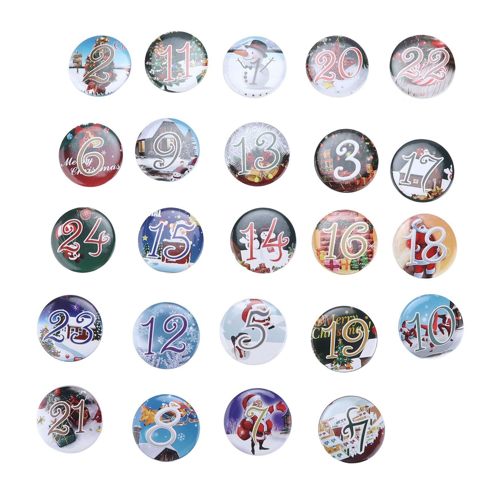 Lucky Number Button Pin Unique Pattern Button Pin Cartoon Advent Calendar Brooch24PCS Landscape Cartoon - Image 1