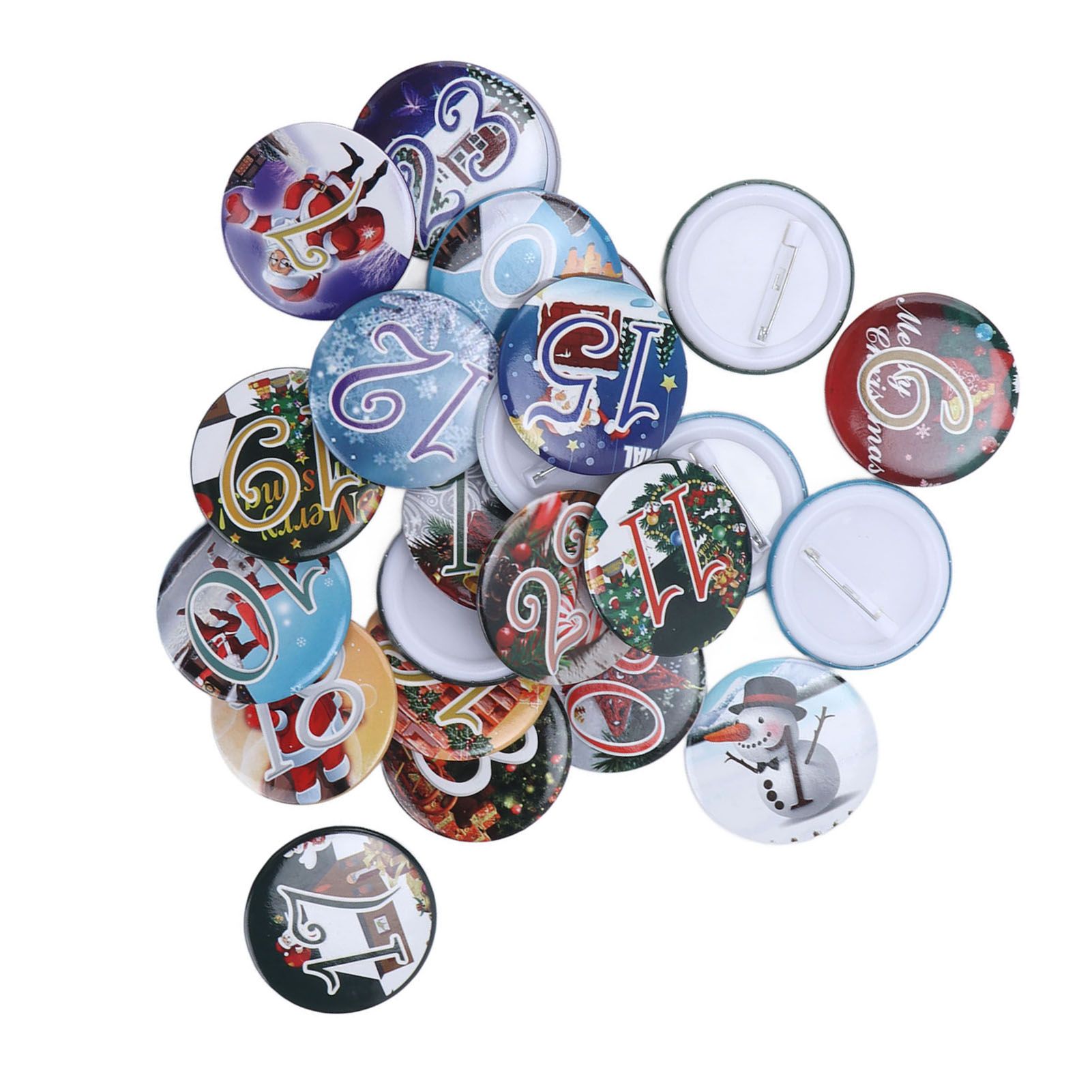 Lucky Number Button Pin Unique Pattern Button Pin Cartoon Advent Calendar Brooch24PCS Landscape Cartoon - Image 2