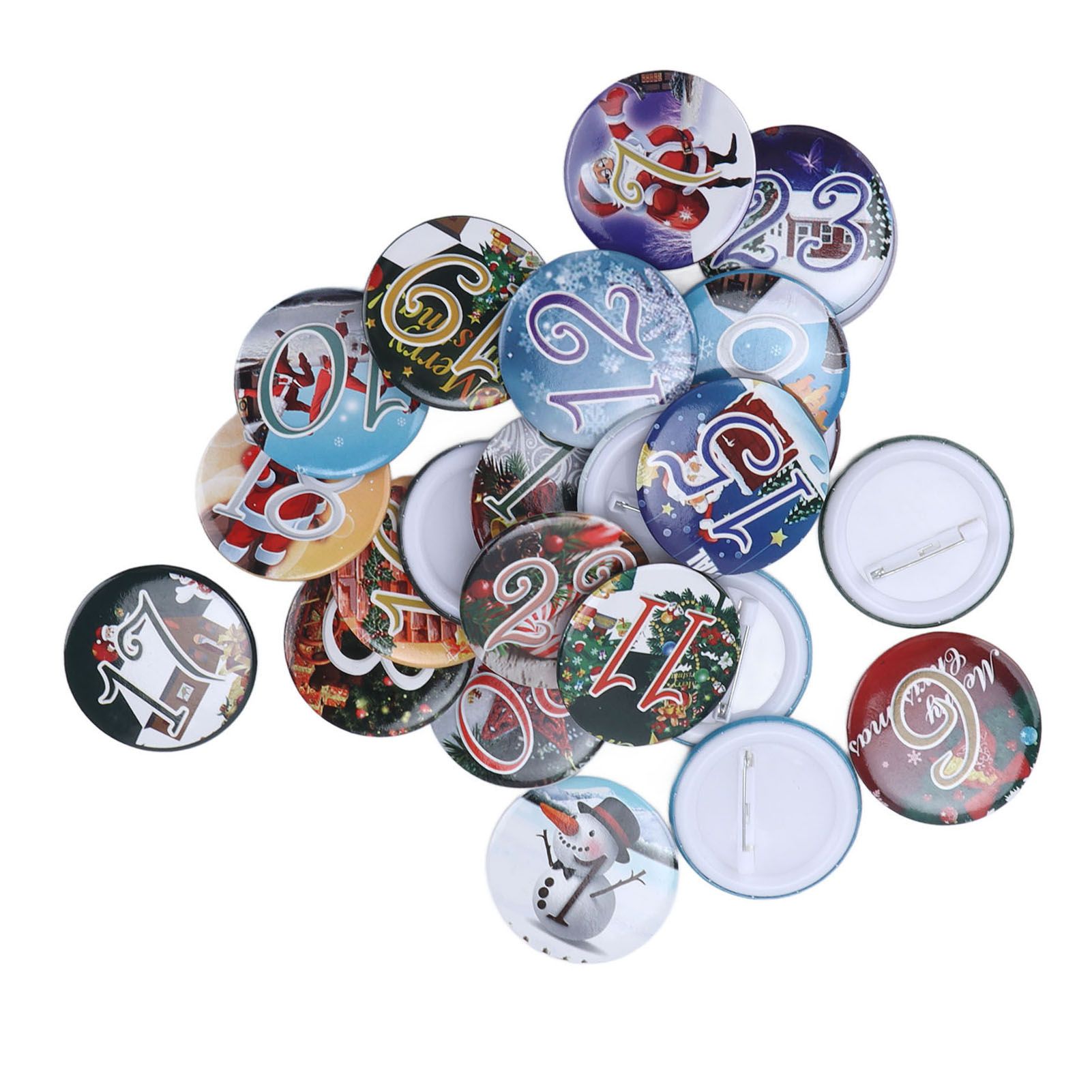 Lucky Number Button Pin Unique Pattern Button Pin Cartoon Advent Calendar Brooch24PCS Landscape Cartoon - Image 3