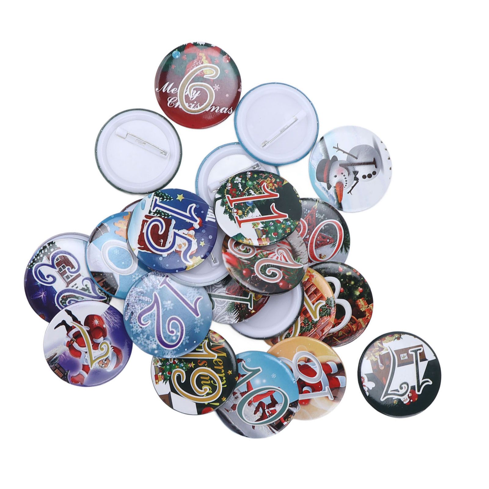 Lucky Number Button Pin Unique Pattern Button Pin Cartoon Advent Calendar Brooch24PCS Landscape Cartoon - Image 4