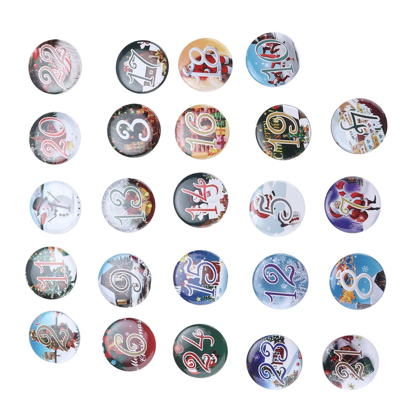 Lucky Number Button Pin Unique Pattern Button Pin Cartoon Advent Calendar Brooch24PCS Landscape Cartoon - Image 5