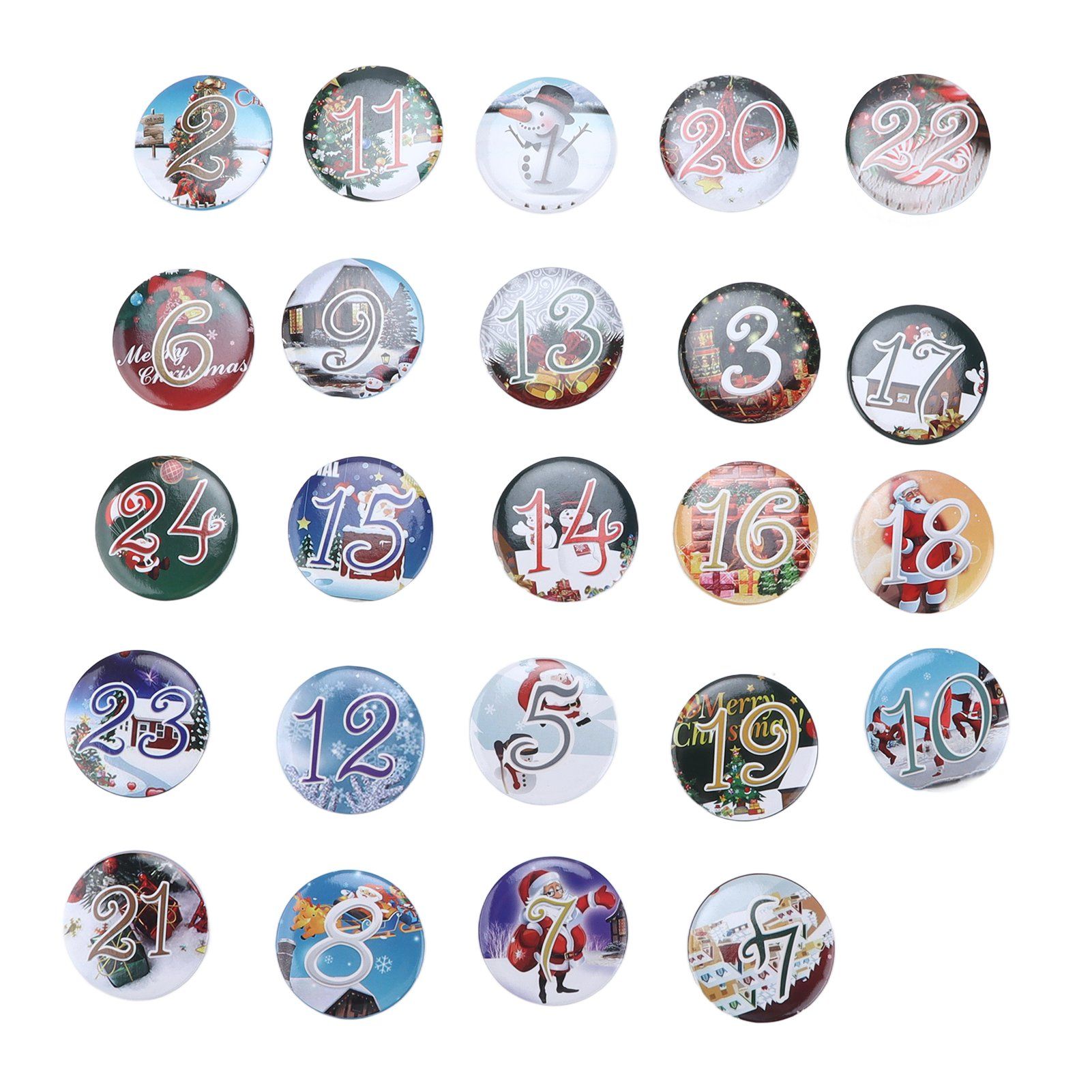 Lucky Number Button Pin Unique Pattern Button Pin Cartoon Advent Calendar Brooch24PCS Landscape Cartoon - Image 6