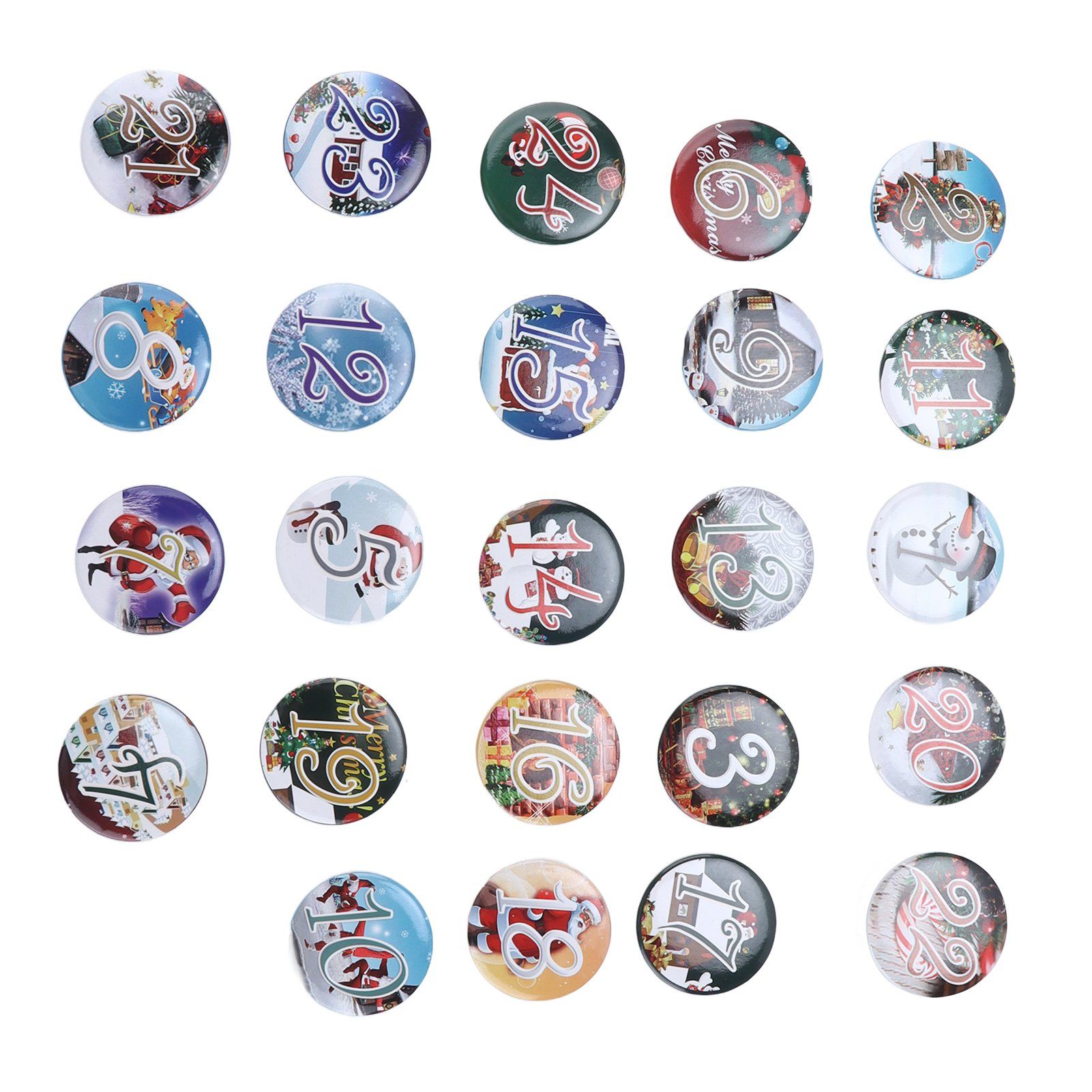 Lucky Number Button Pin Unique Pattern Button Pin Cartoon Advent Calendar Brooch24PCS Landscape Cartoon - Image 7