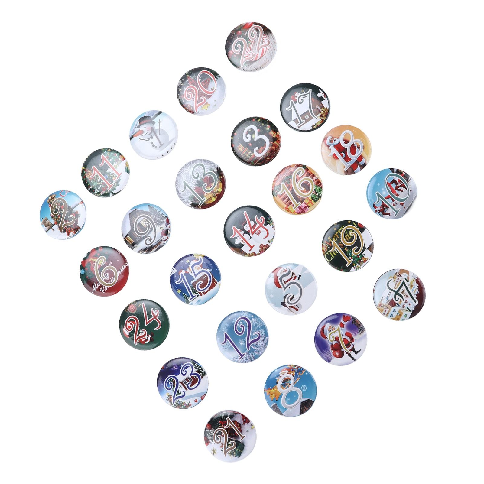 Lucky Number Button Pin Unique Pattern Button Pin Cartoon Advent Calendar Brooch24PCS Landscape Cartoon - Image 8